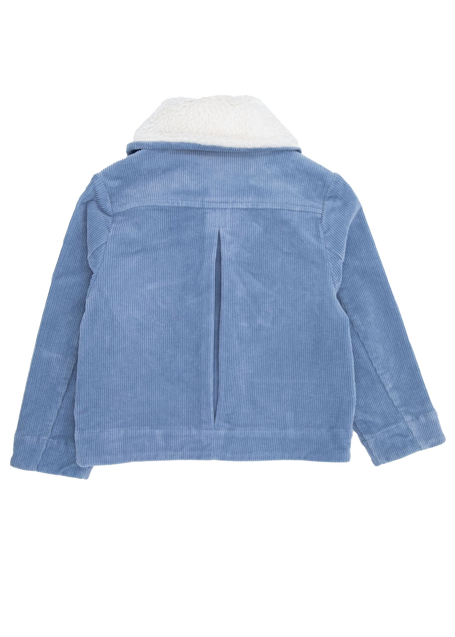 Cotton Corduroy Sports Cut Plush Collar Light Blue Winter Girls' Coat