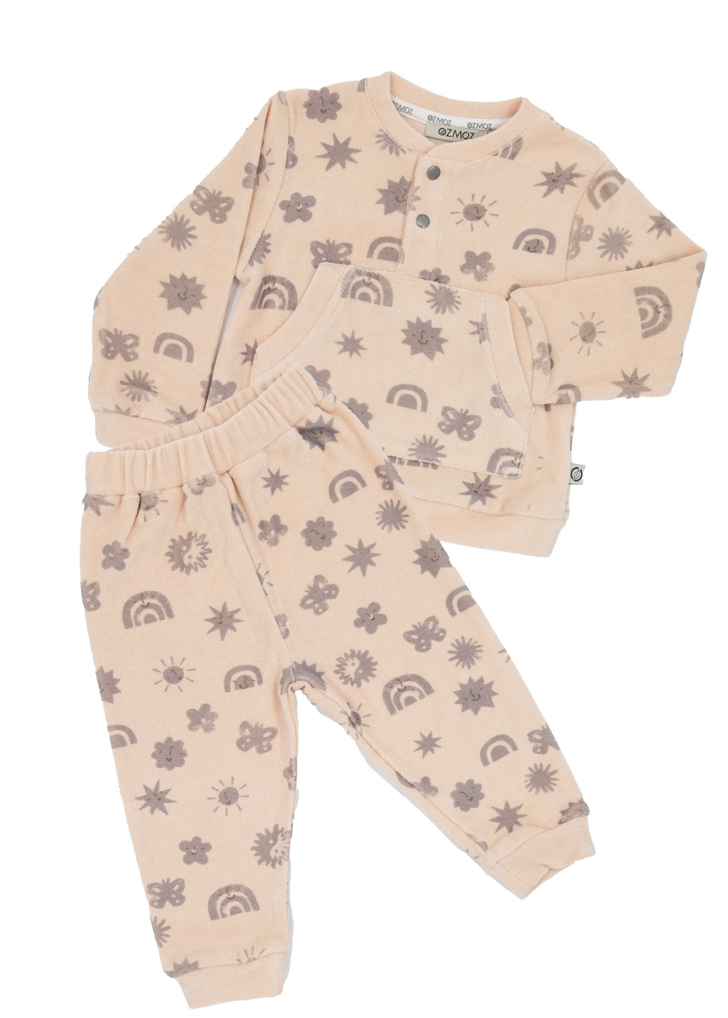 Organic Towel Fabric Salmon Color Summer Unisex Baby Tracksuit Set