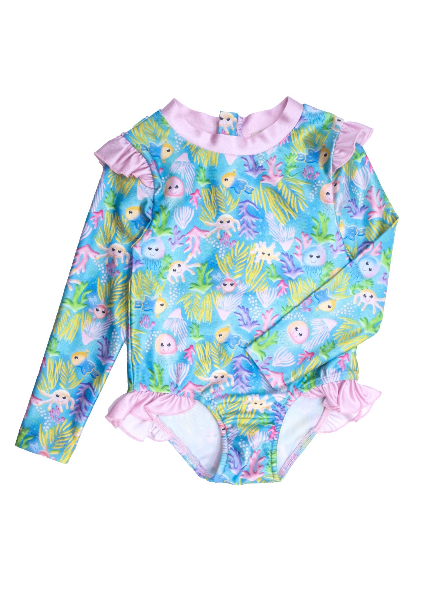 +50 UV Protection Long Sleeve Little Girl's Swimsuit