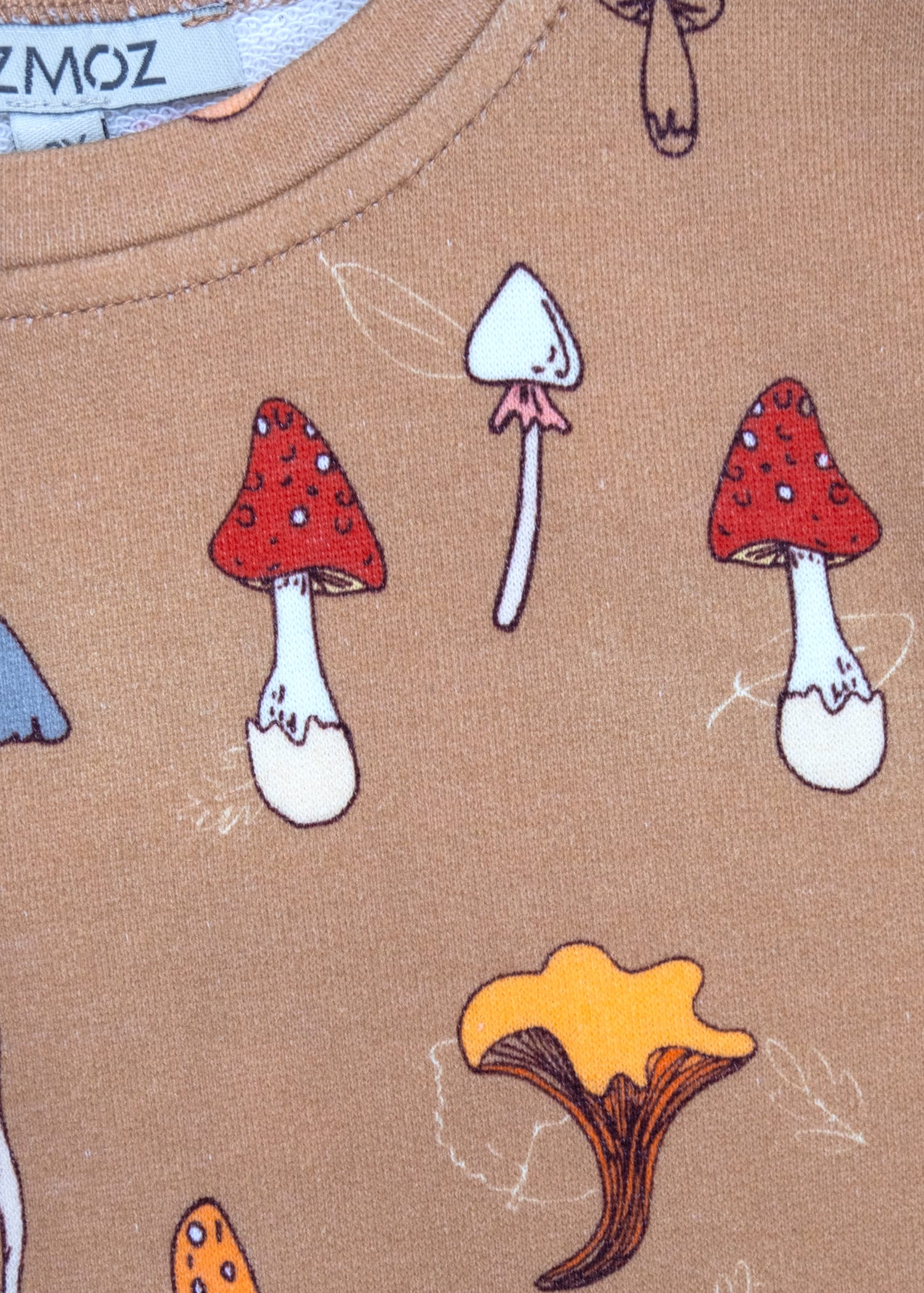 Organik Mantar Desenli Kahverengi Kışlık Unisex Toddler Sweatshirt