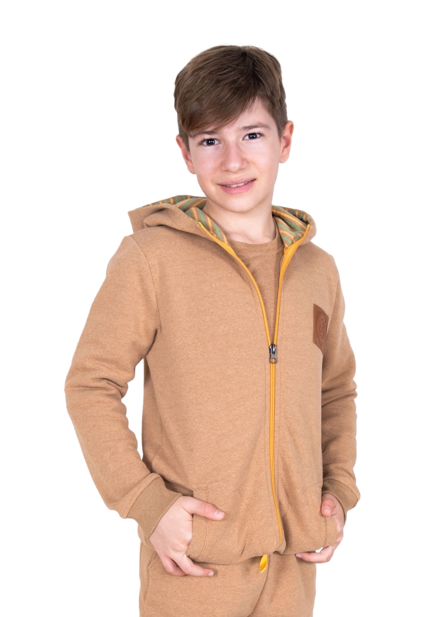 Reborn Erkek Çocuk Kapüşonlu Hoodie Ceket Terosso (Koyu krem)