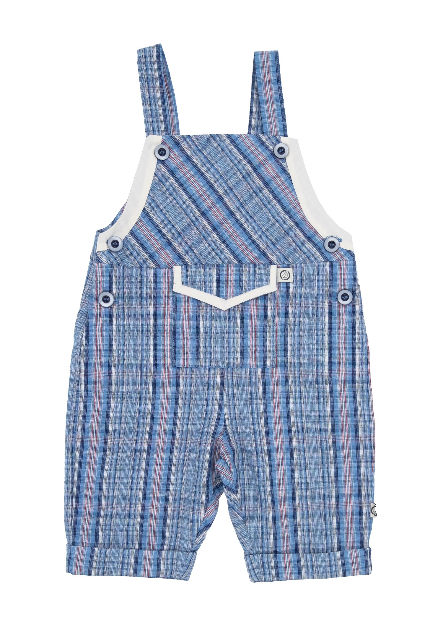 100% Cotton Blue Plaid Straps Summer Baby Boy Jumpsuit