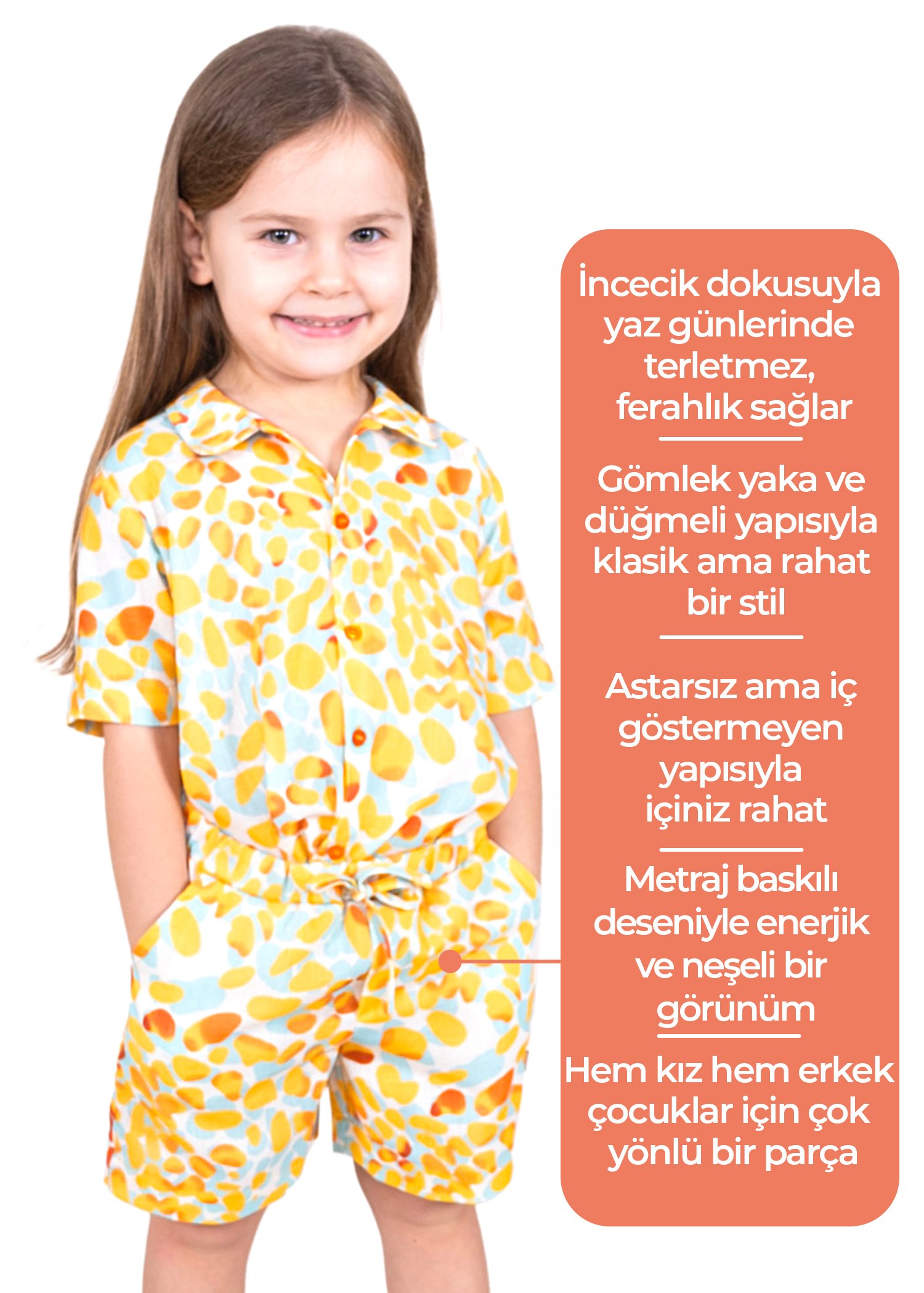 Rengarenk İnce Dokuma Yazlık Minik Kız Çocuk Gömlek
