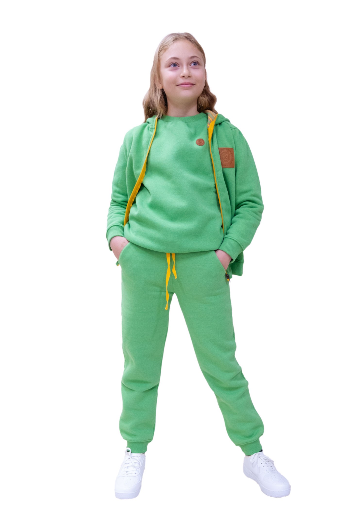 Reborn Zippered Hooded Green Winter Girls Jacket