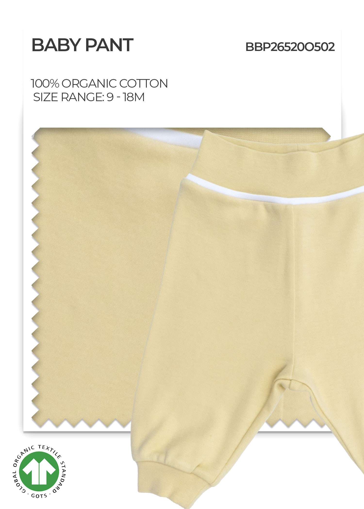 Organic Hay Yellow Unisex Baby Pants