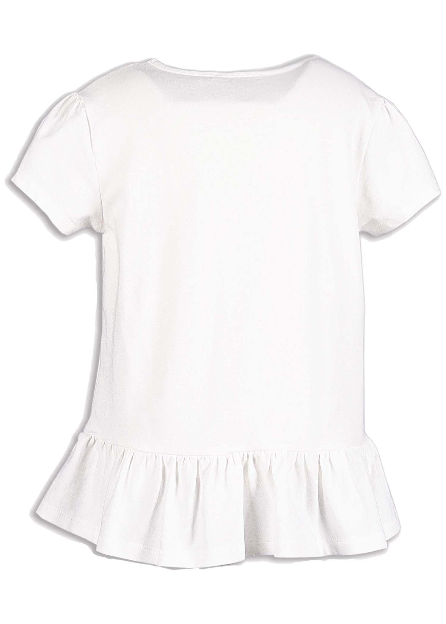 Cotton Embossed Printed Flounce White Summer Baby Girl Tshirt