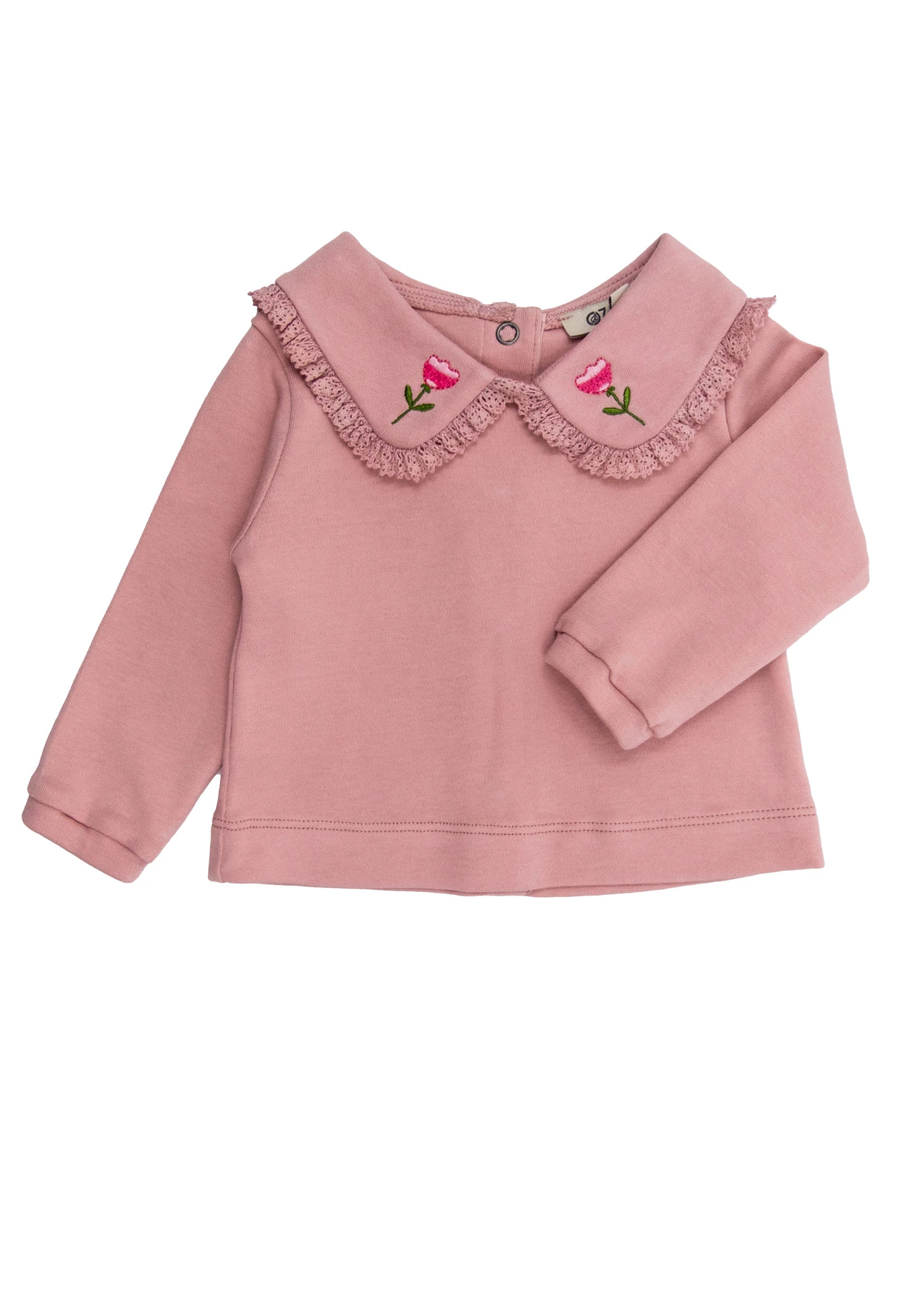 Organik Nakışlı ve Dantelli Gül Kurusu Kışlık Kız Bebek Üst