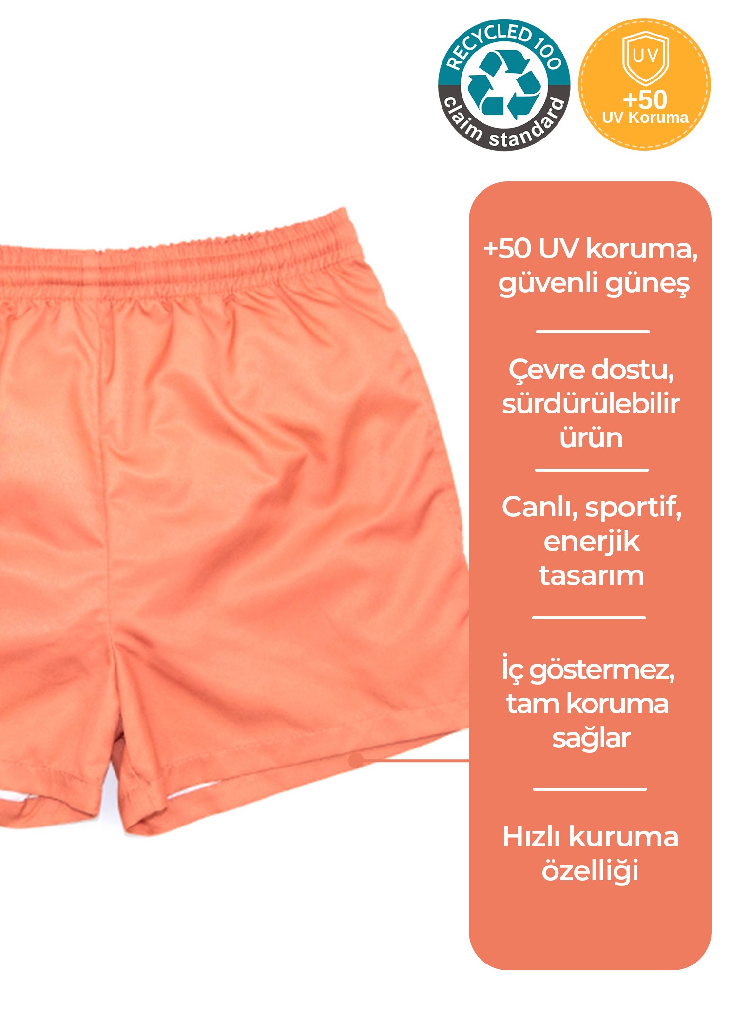 Turuncu Recycle Erkek Çocuk Şort Mayo