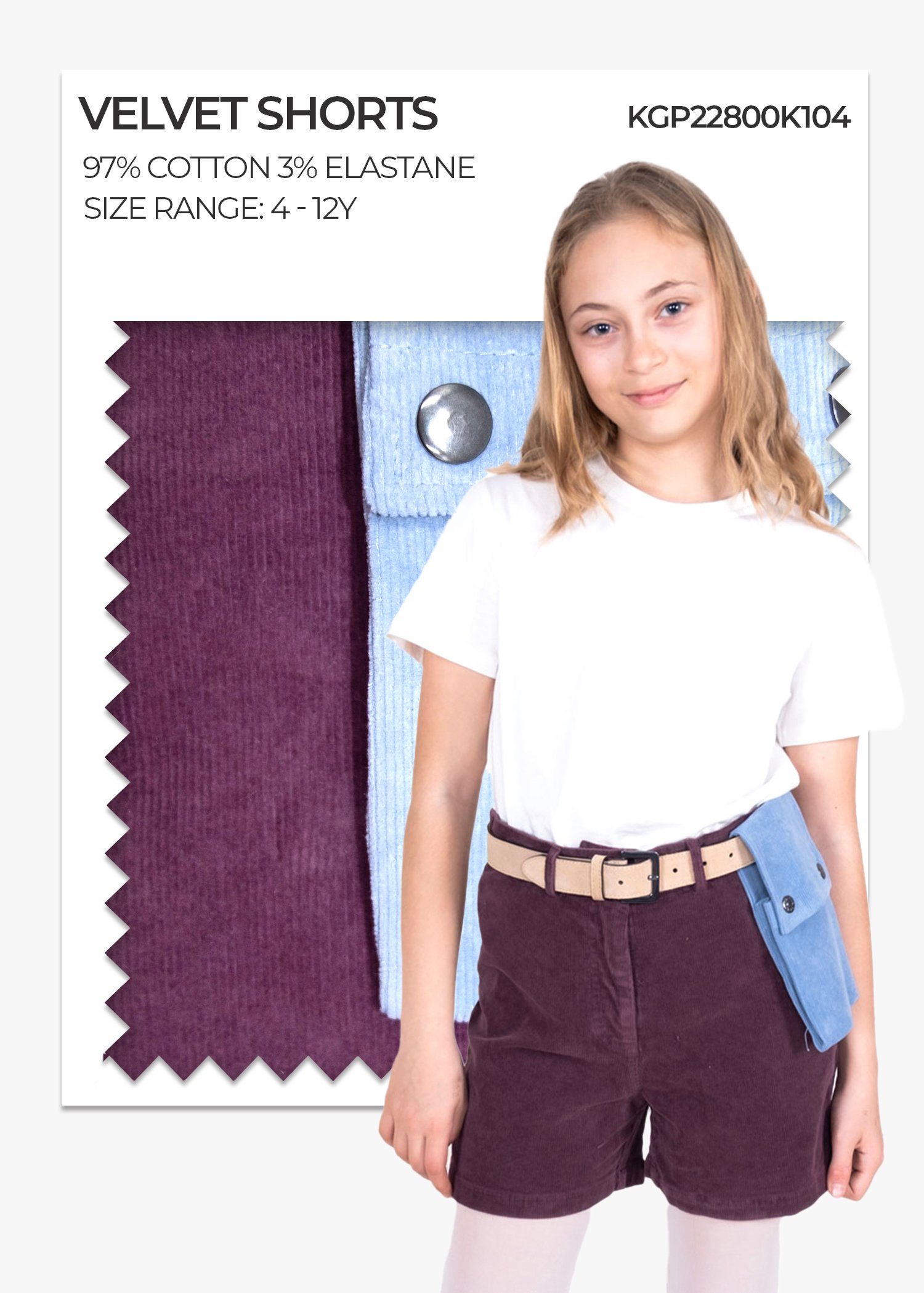 Corduroy Pocket Detailed Purple Winter Girls' Shorts