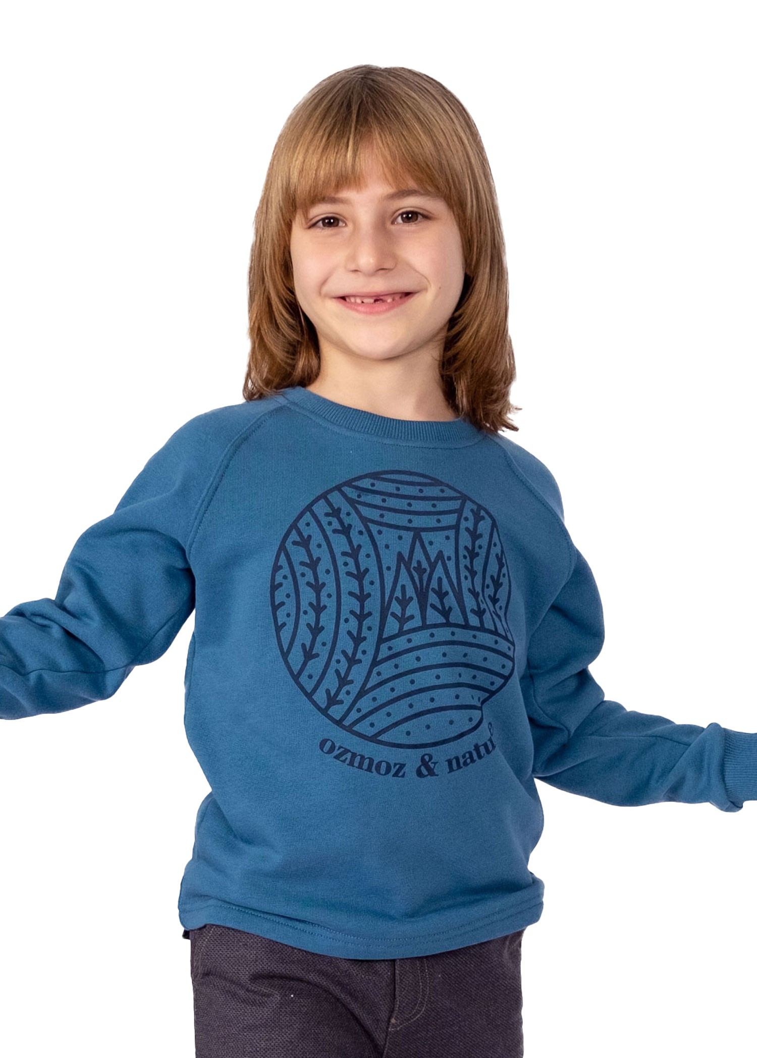Organic Cotton Nature Printed Winter Boys' Sweatshirt Blue