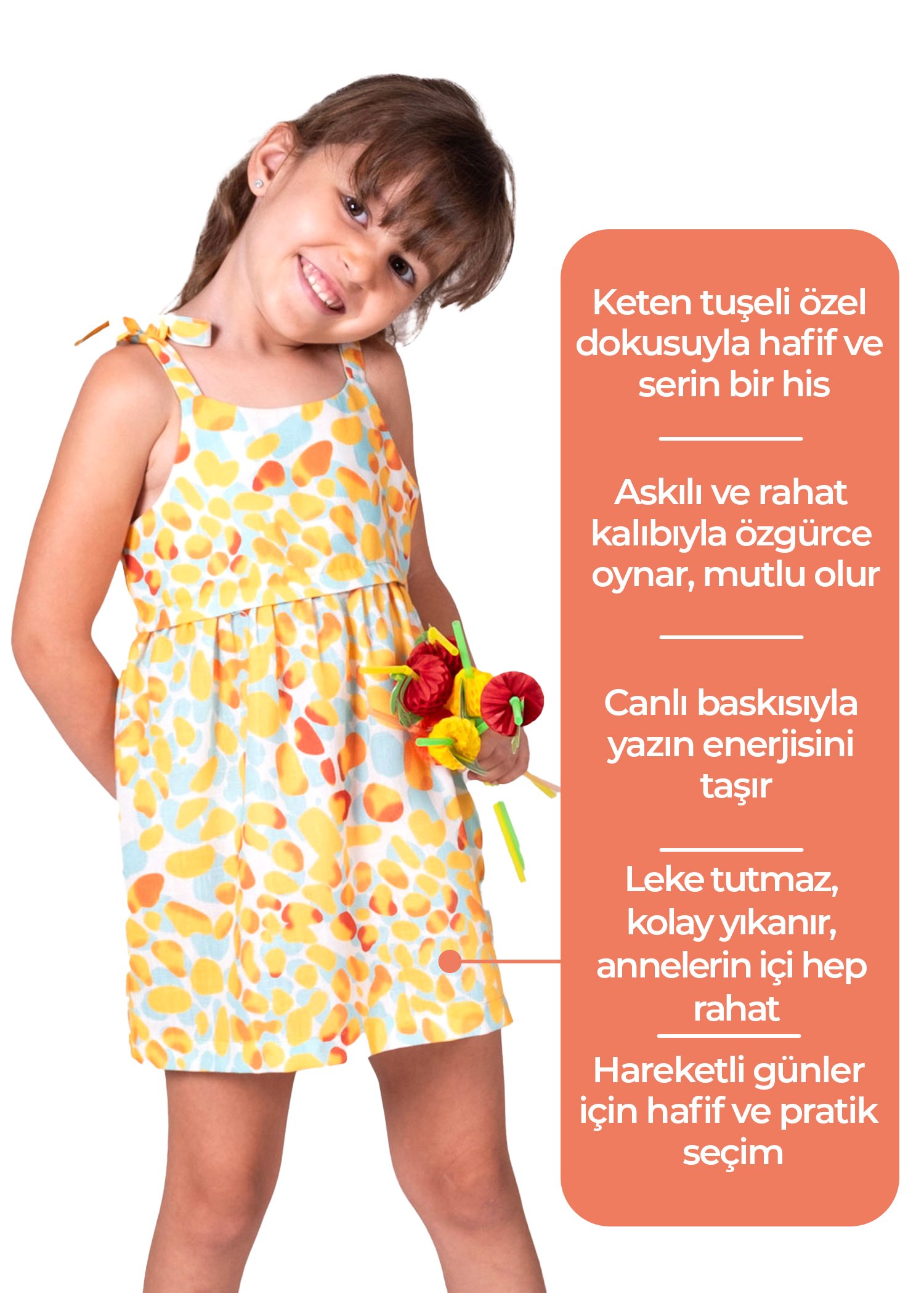 Rengarenk İnce Dokuma Yazlık Minik Kız Çocuk Elbise