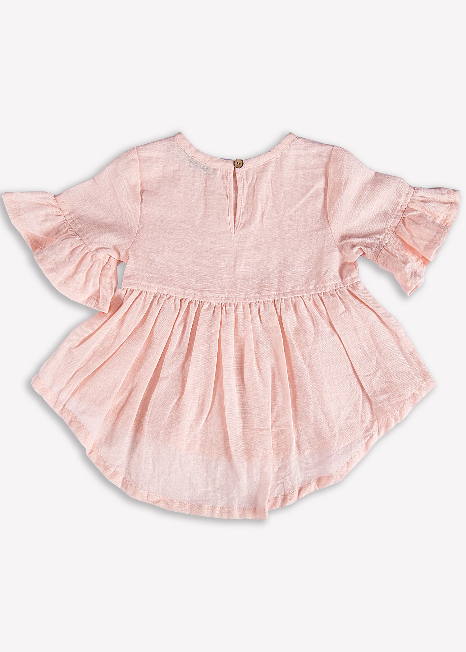 Organic Pink Summer Baby Girl Blouse with Flounce Sleeves