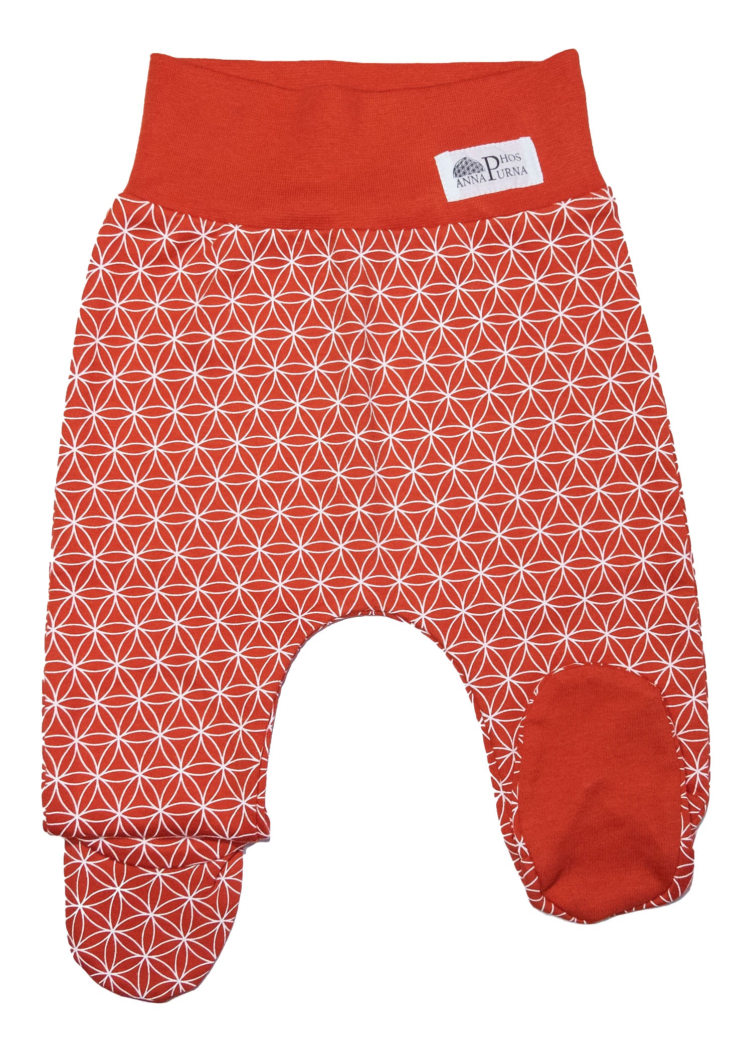 Organic Flower of Life Patterned Red Baby Booties Bottom