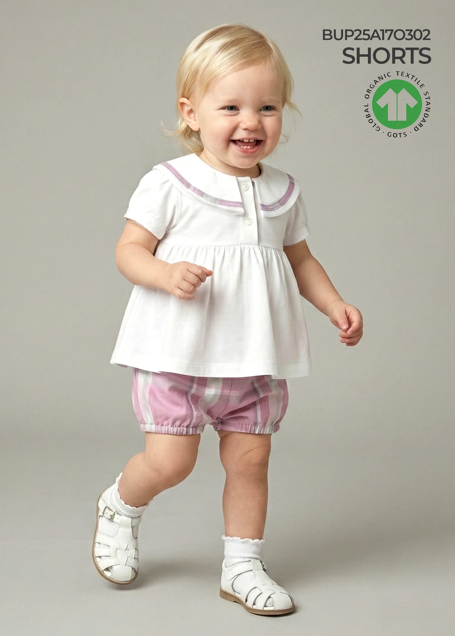 Organic Pink Plaid Summer Baby Girl  Balloon Shorts