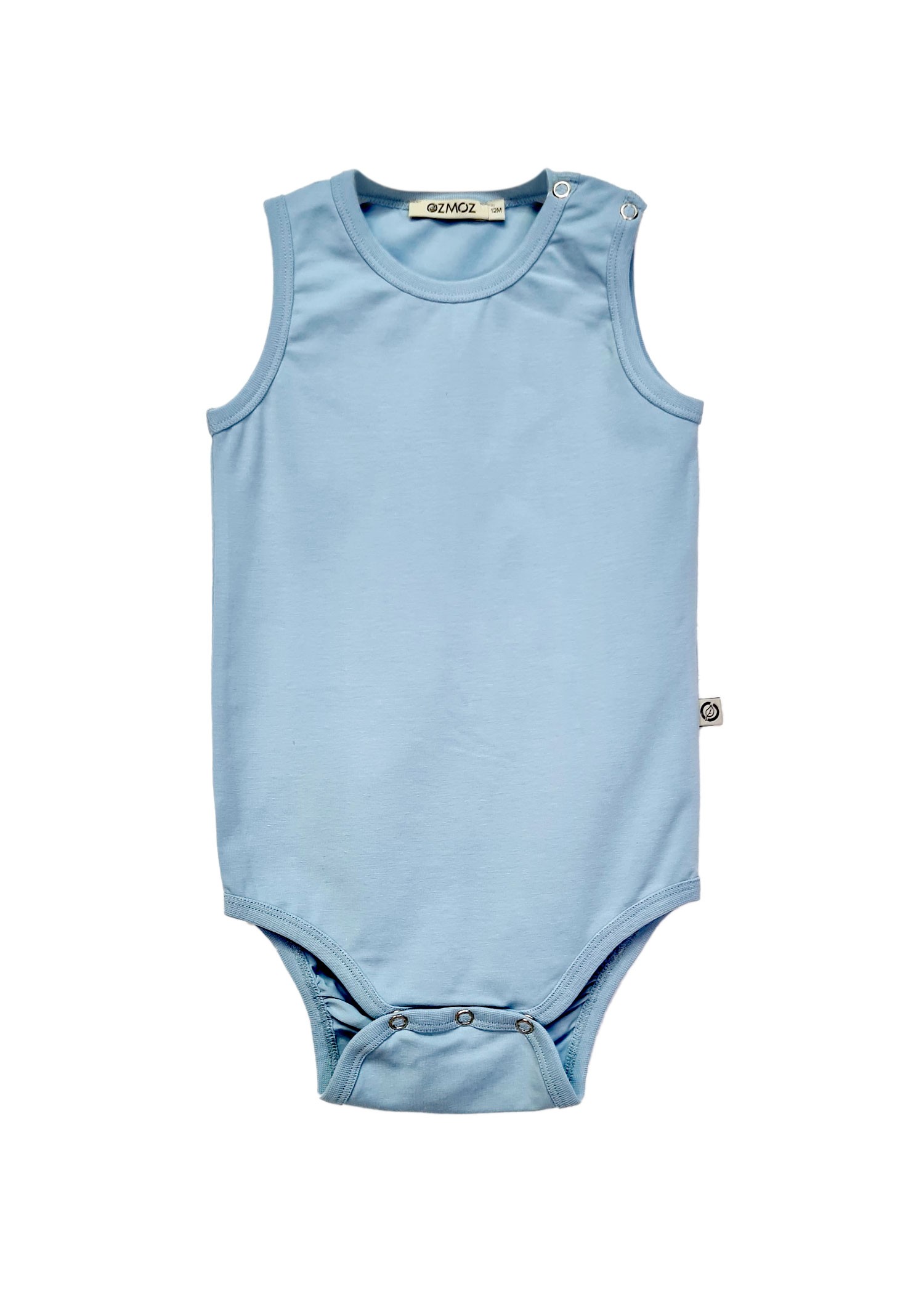 Organik Kolsuz Mavi Unisex Bebek Body