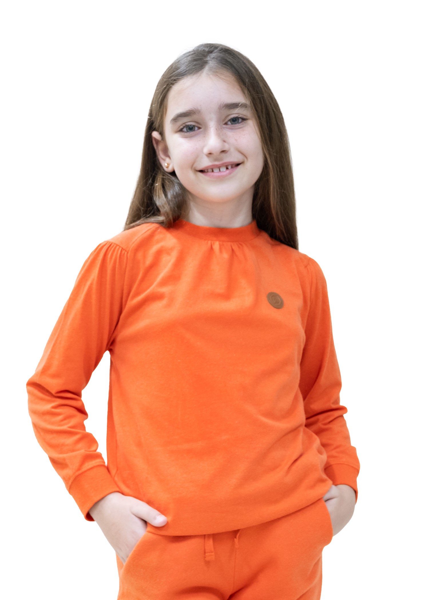 Reborn Thin Fabric Orange Spring Girl's Sweatshirt