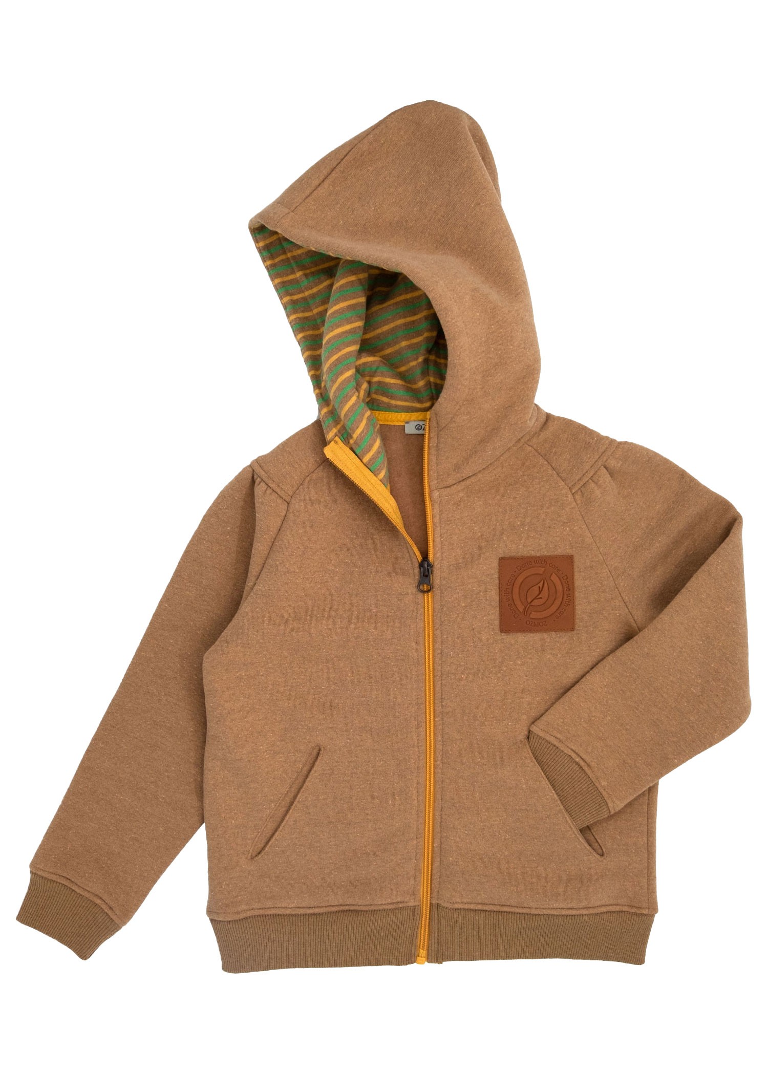 Reborn Zippered Hooded Light Brown Winter Girl's Jacket