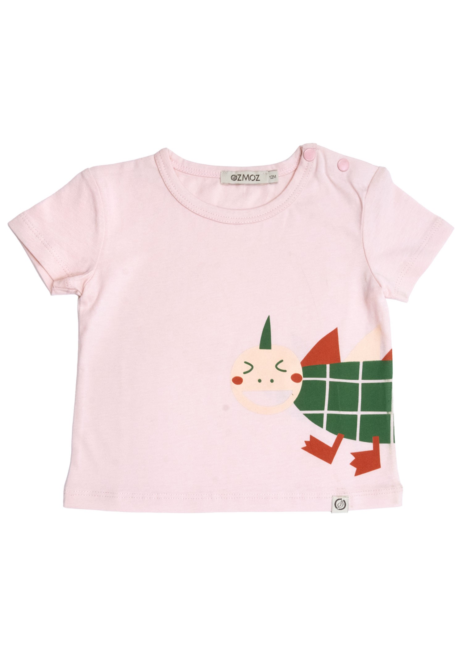 Organic Dino Printed Pink Summer Unisex Baby Tshirt