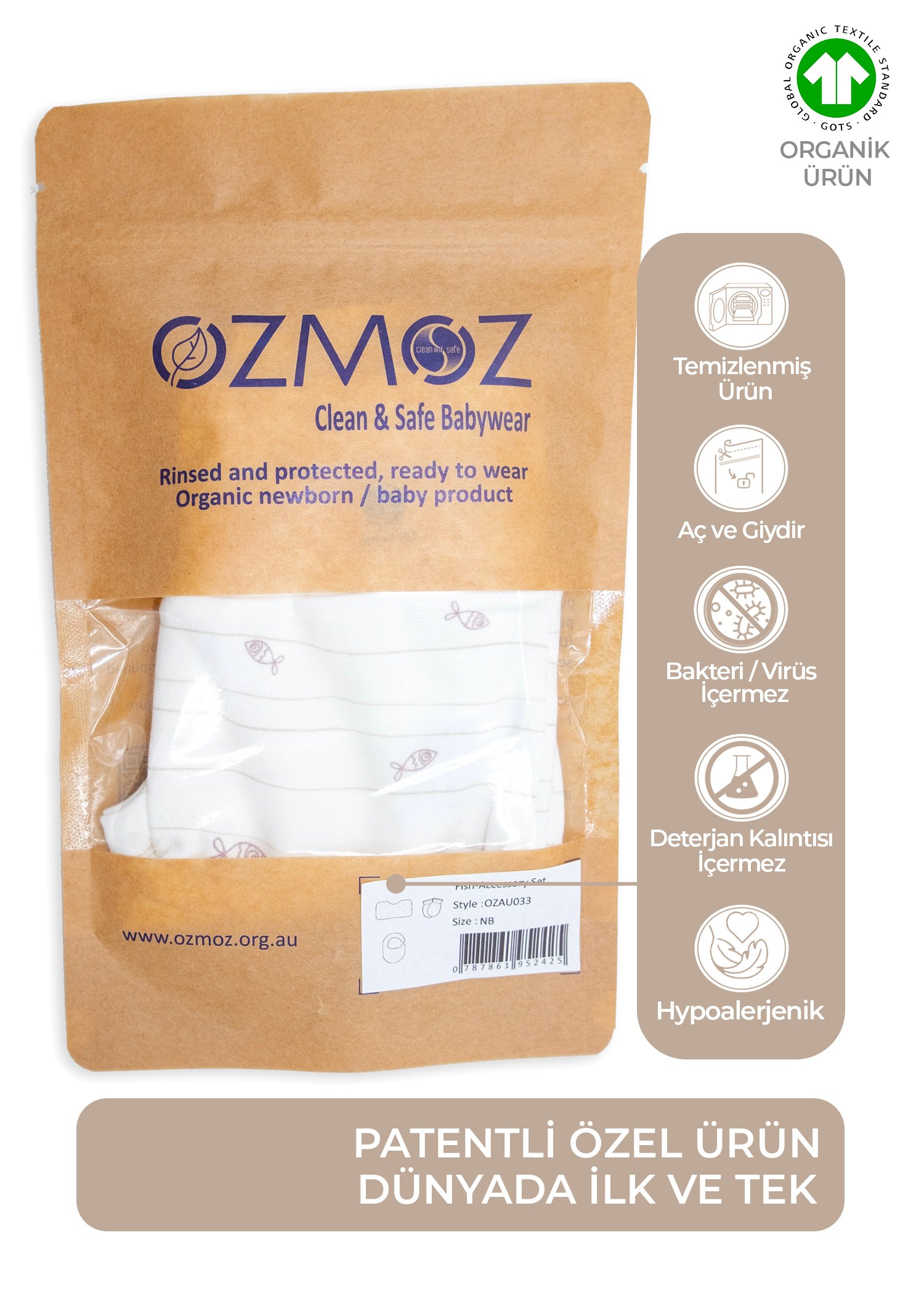 Clean&Safe Organik Steril Temizlenmiş Aksesuar Seti-3 Parça
