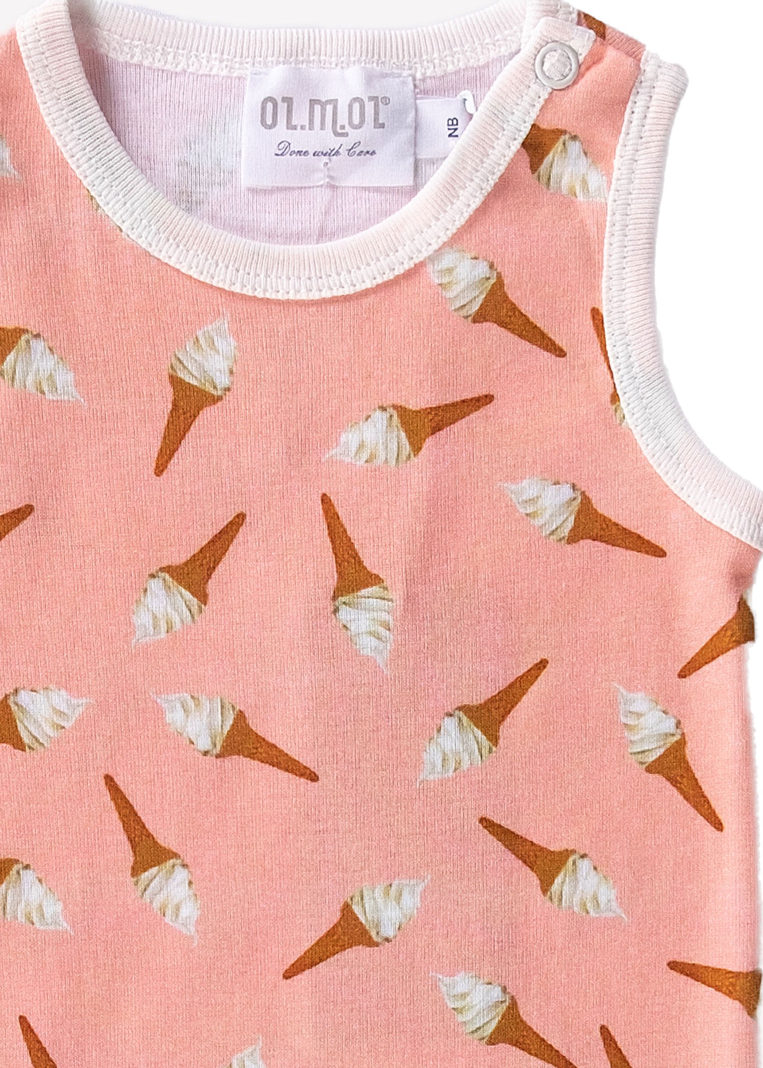 Organic Sleeveless Pink Ice Cream Printed Baby Girl Body