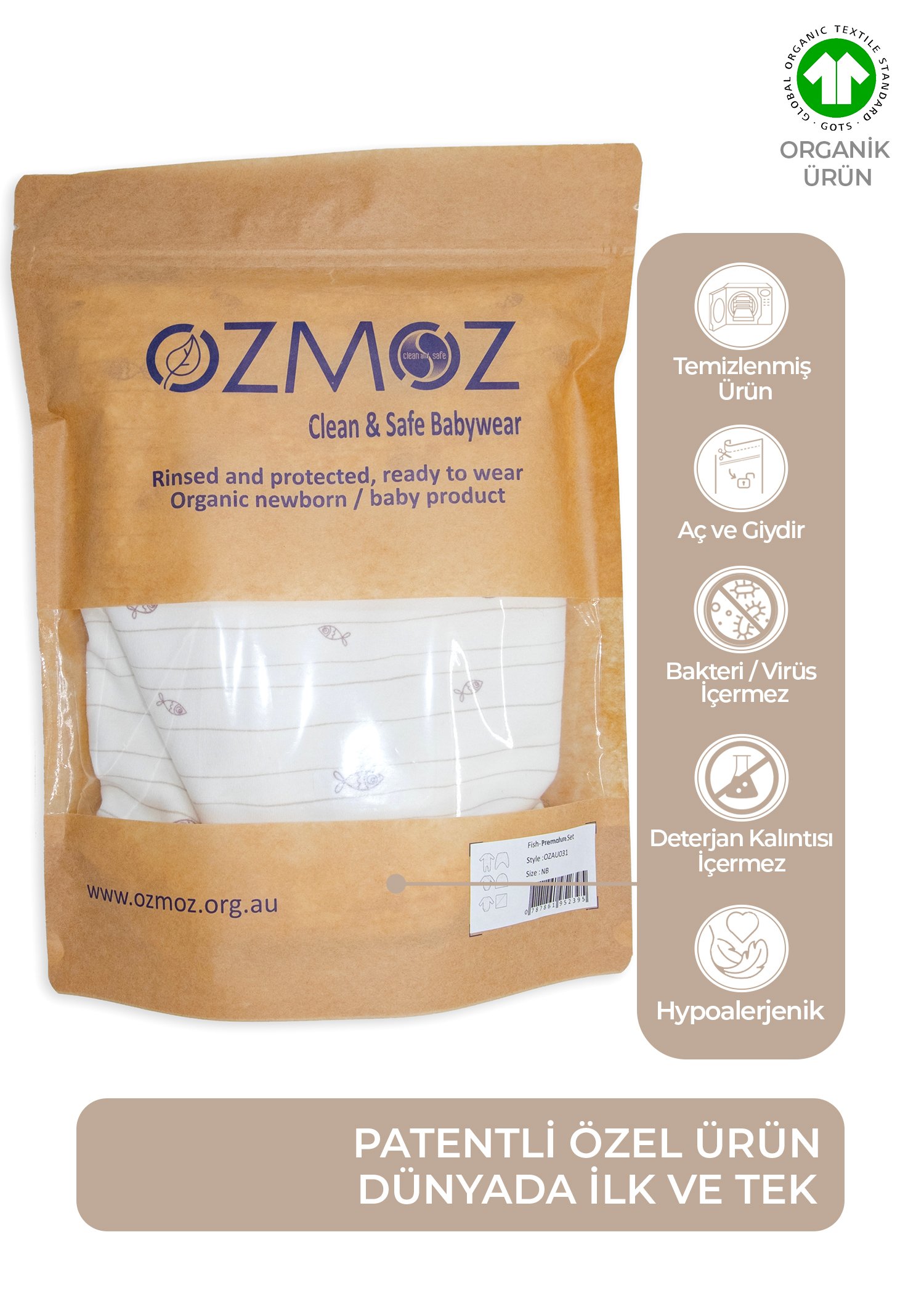 Clean&Safe Organik Steril Temizlenmiş Hastane Çıkış Seti-6 Parça