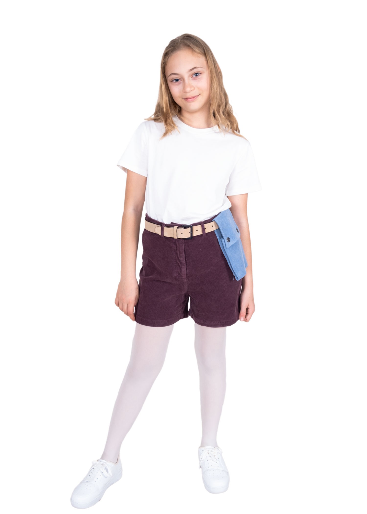 Corduroy Pocket Detailed Purple Winter Girls' Shorts