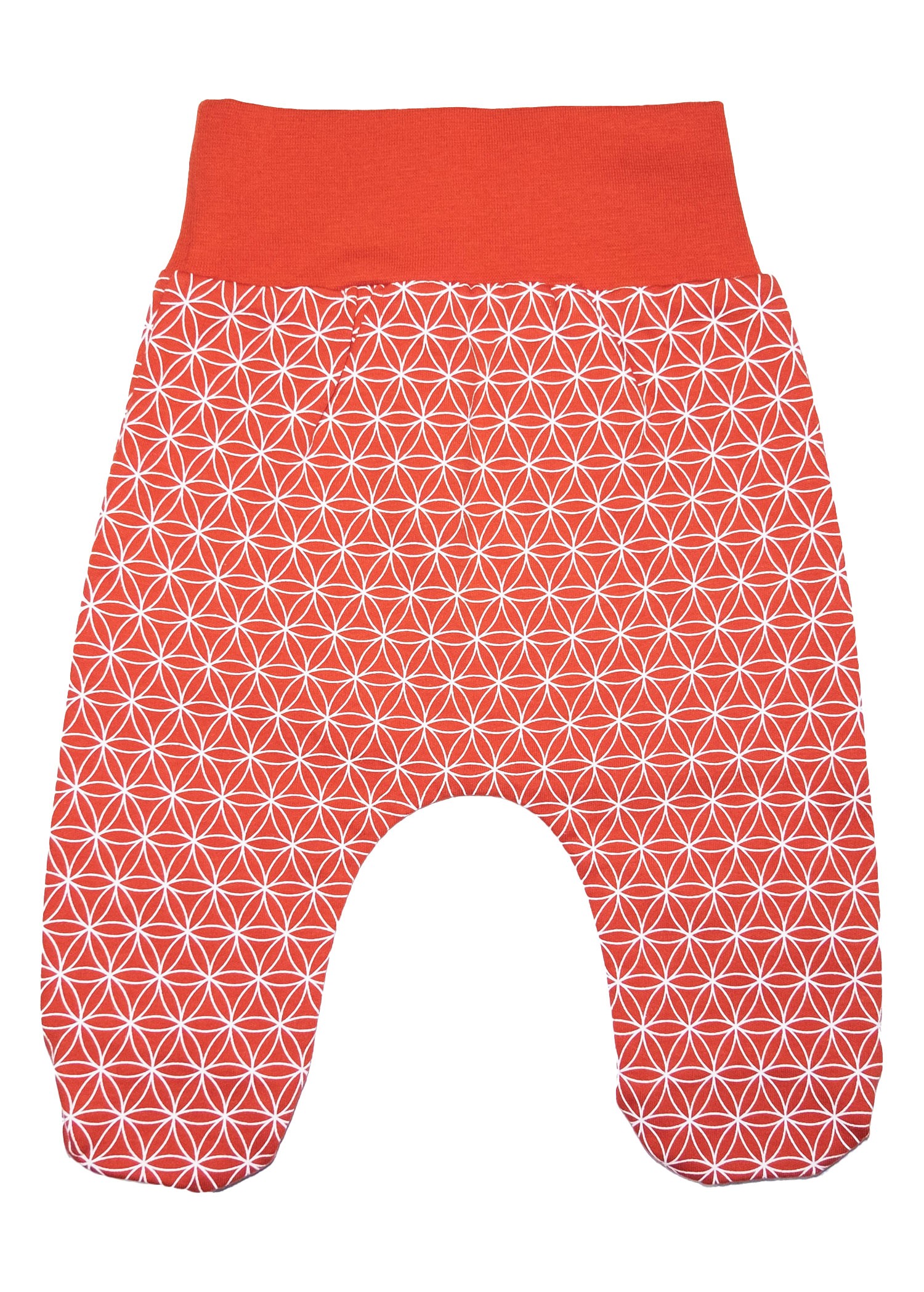 Organic Flower of Life Patterned Red Baby Booties Bottom