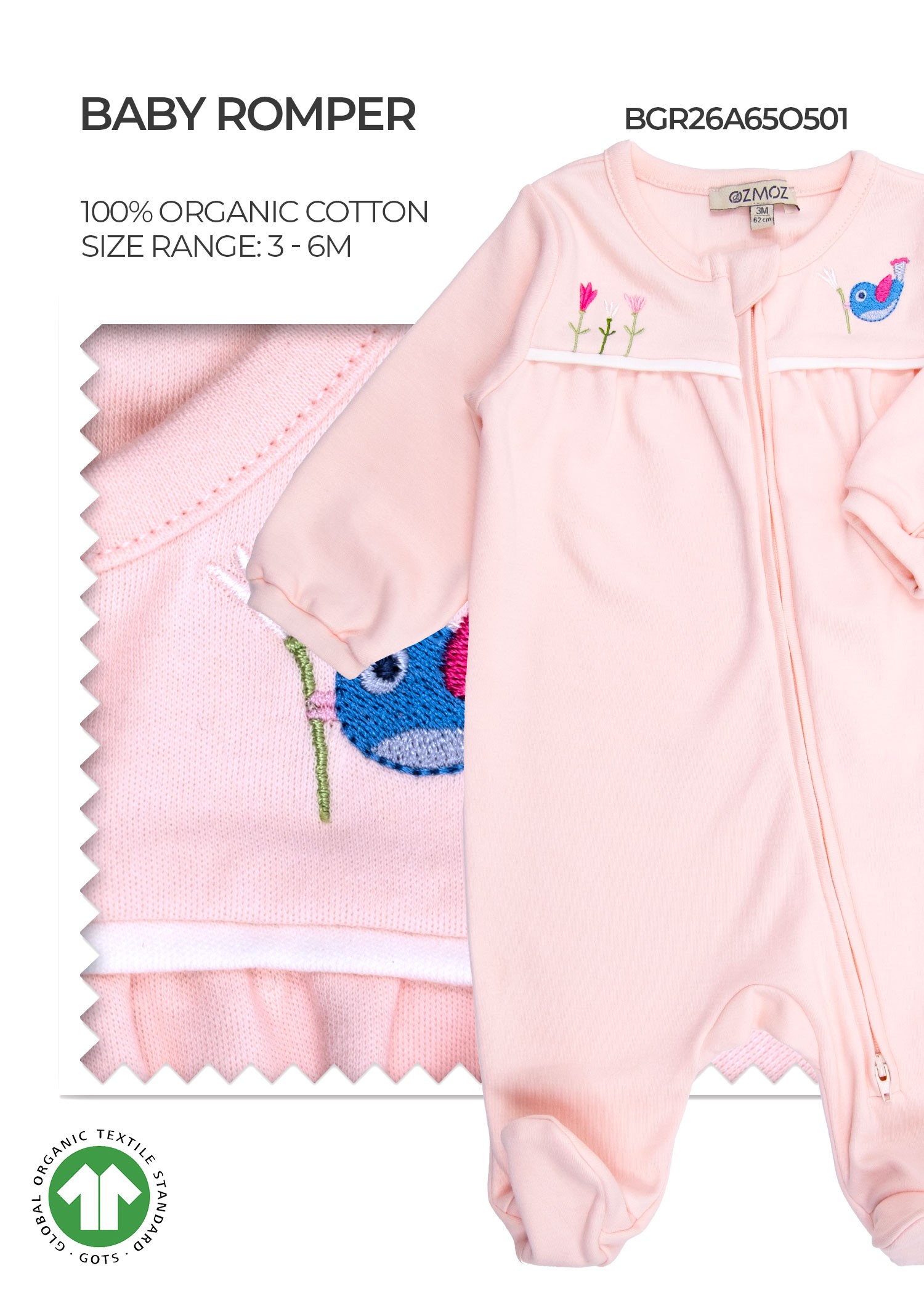 Organic Cloud Pink Baby Girl Romper