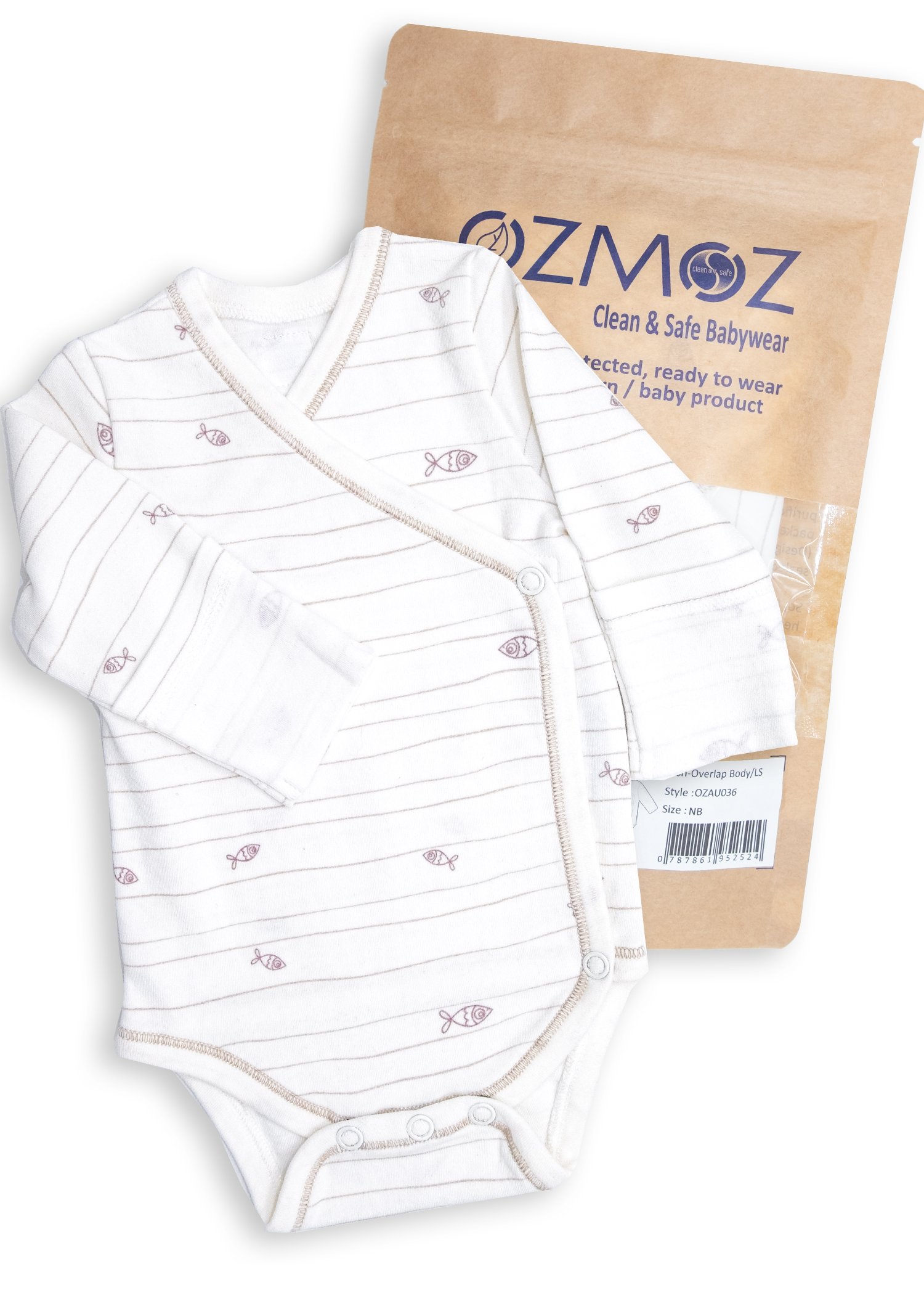 Clean and Safe Sterile Ready to Wear Organic Unisex Baby Double Breasted Body-Fish