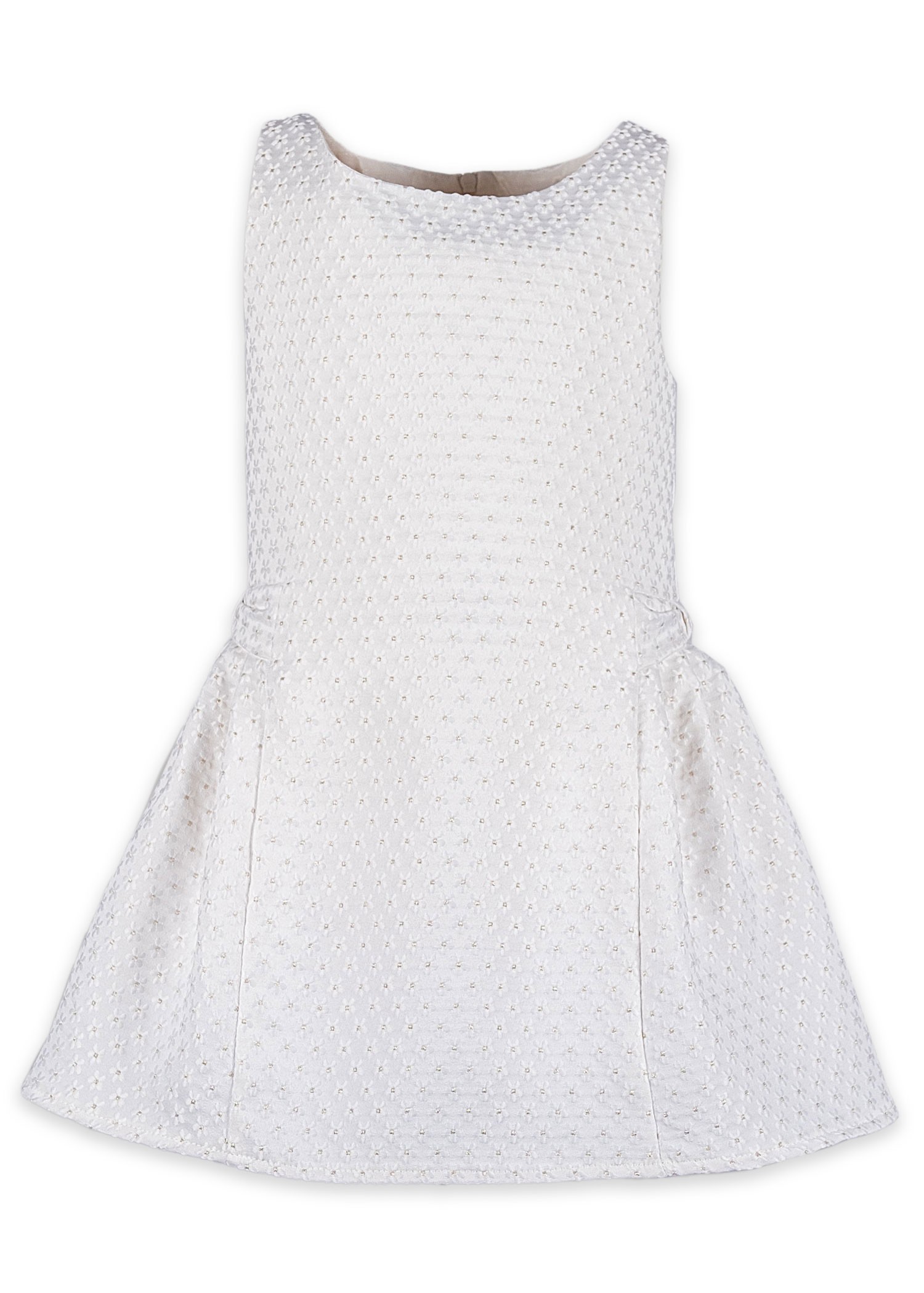 Jacquard Pleated White Girl's Evening Dress