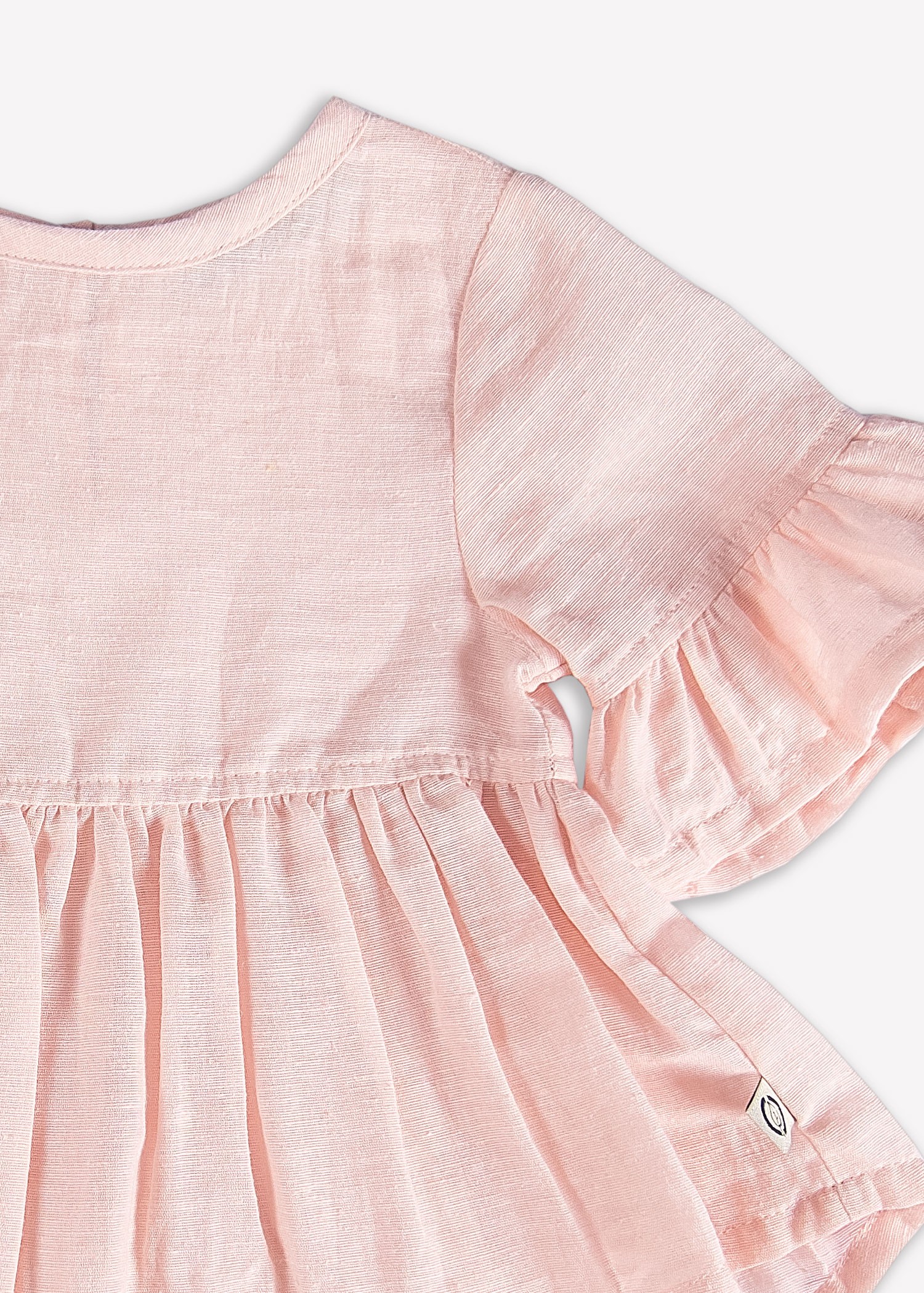 Organic Pink Summer Baby Girl Blouse with Flounce Sleeves