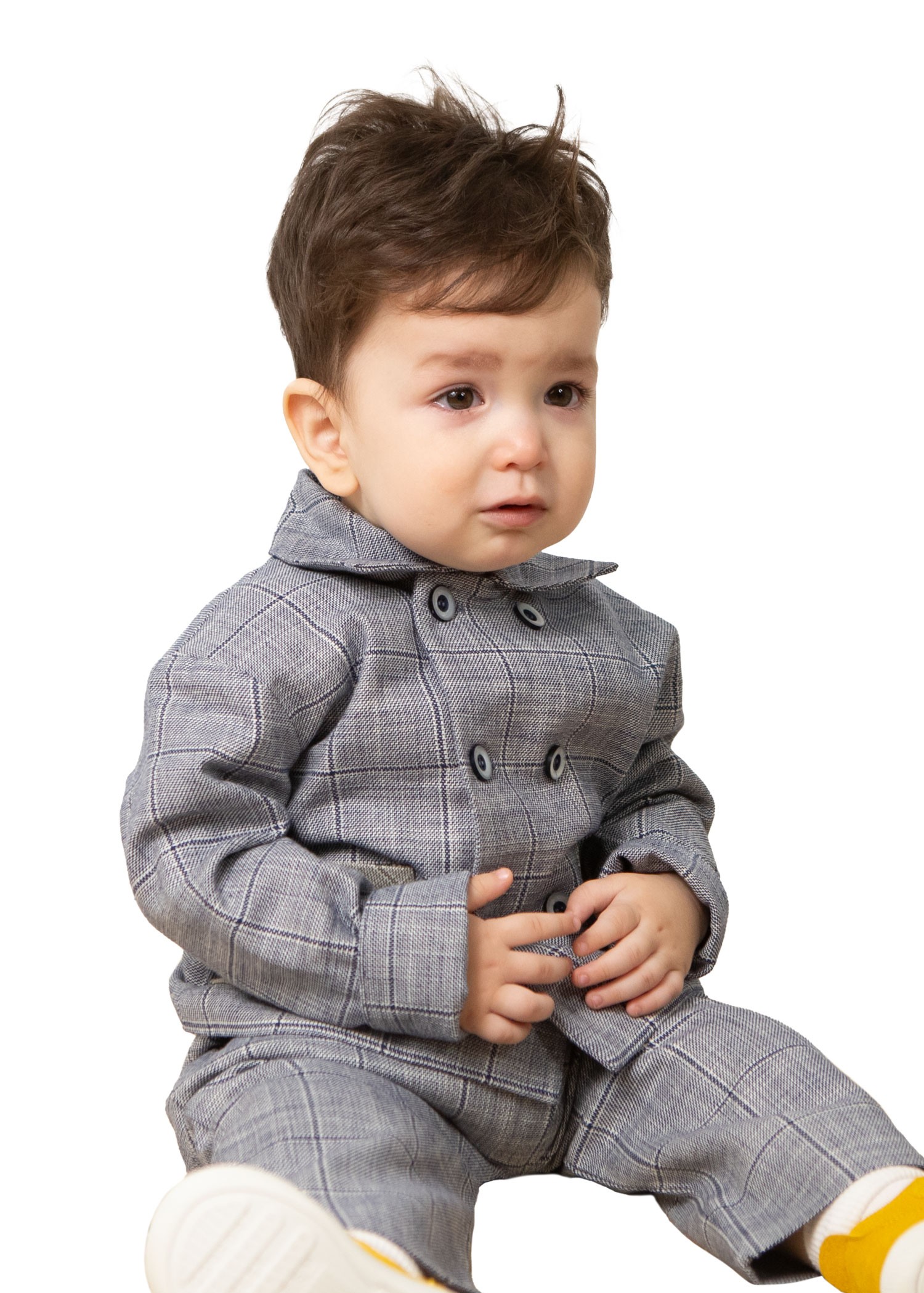 Classic Plaid Winter/Spring Baby Boy Suit (Ice Blue)