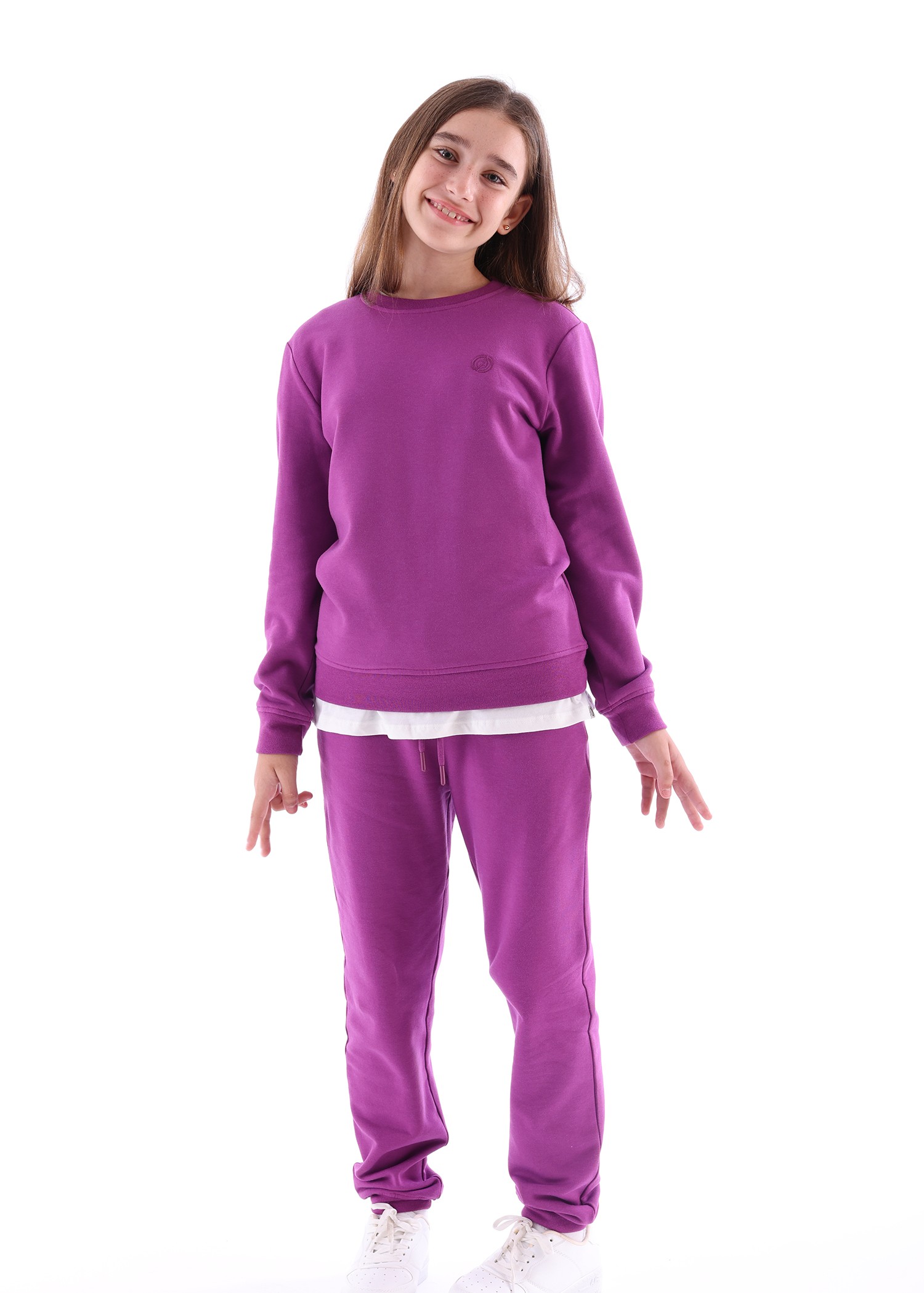 Bamboo Fabric Raised Purple Winter Girls' Sweatpants