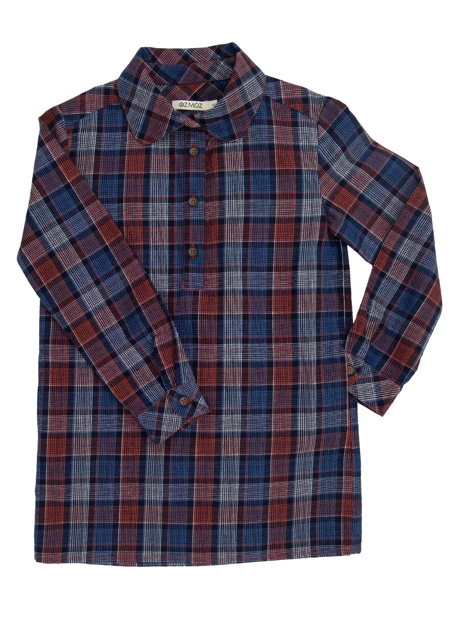 100% Cotton Plaid Navy Blue Winter Girls Shirt Dress