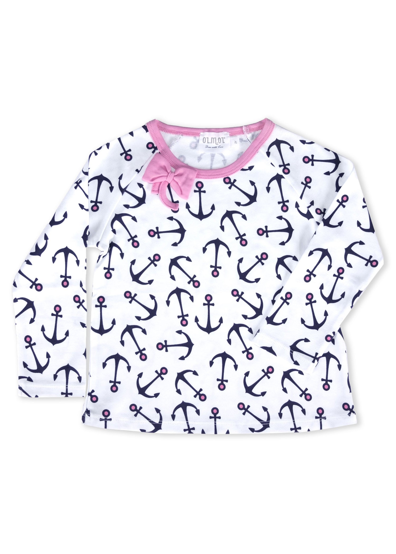 Organic Anchor Printed Long Sleeve Spring Little Girl Sweatshirt