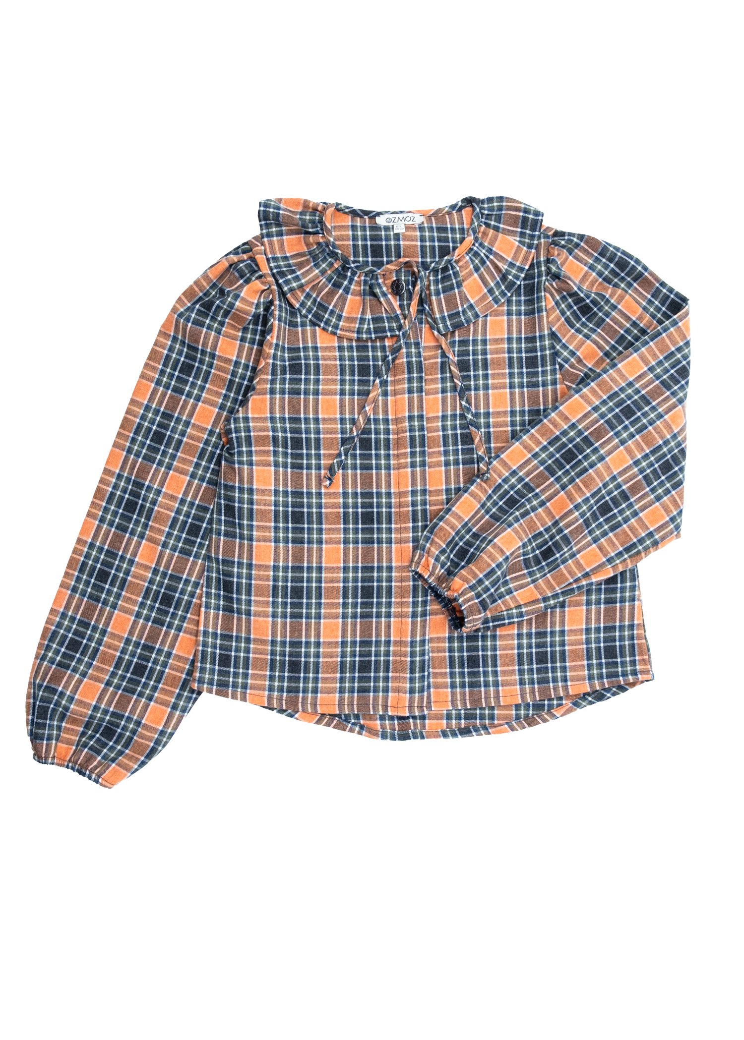 Ruffle Collar Plaid Winter Girl's Shirt