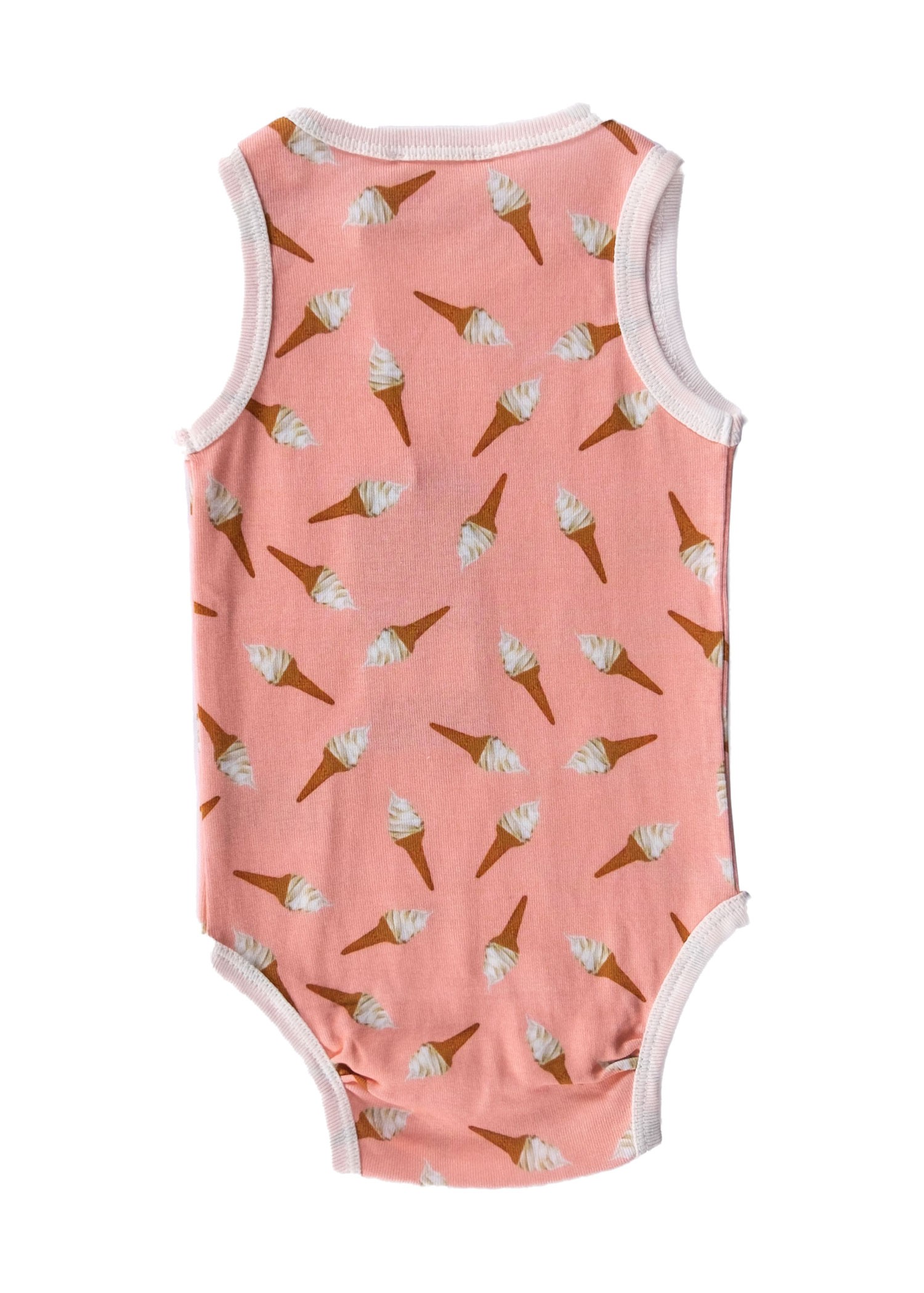 Organic Sleeveless Pink Ice Cream Printed Baby Girl Body