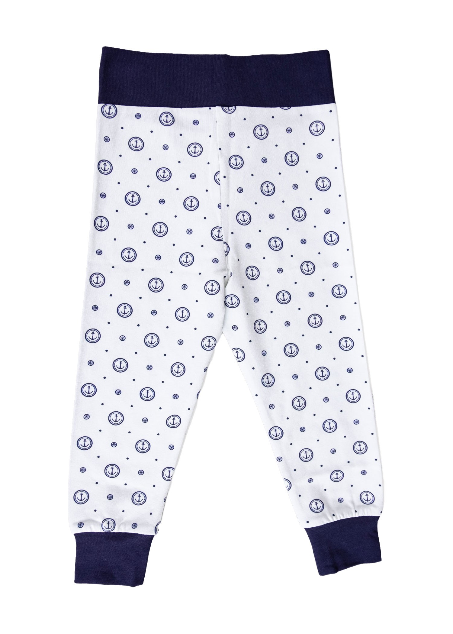 Organic Anchor Printed Ecru Navy Blue Unisex Baby Bottom