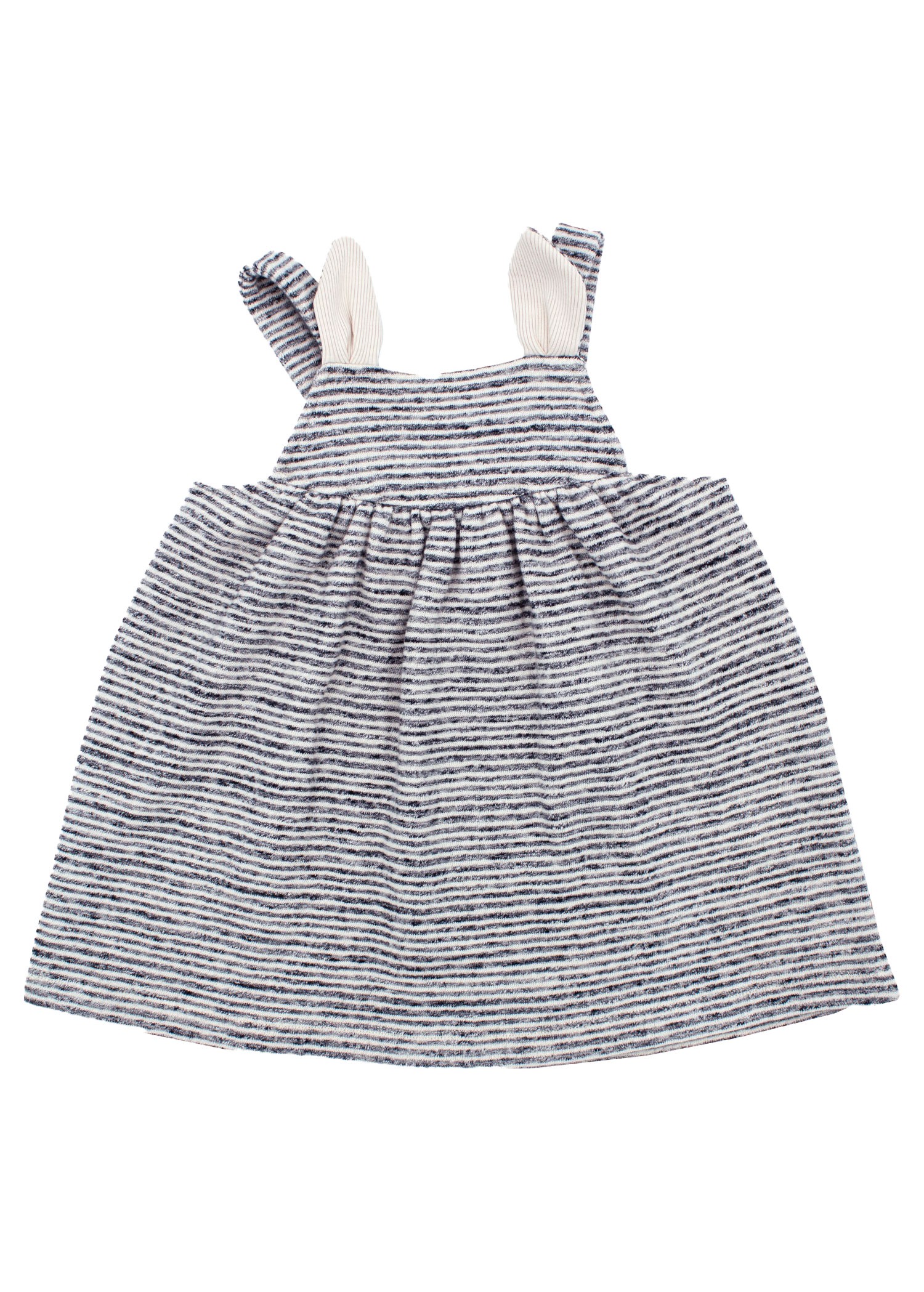 100% Cotton Ear-Adorned Strap Gray Winter Baby Girl Dress