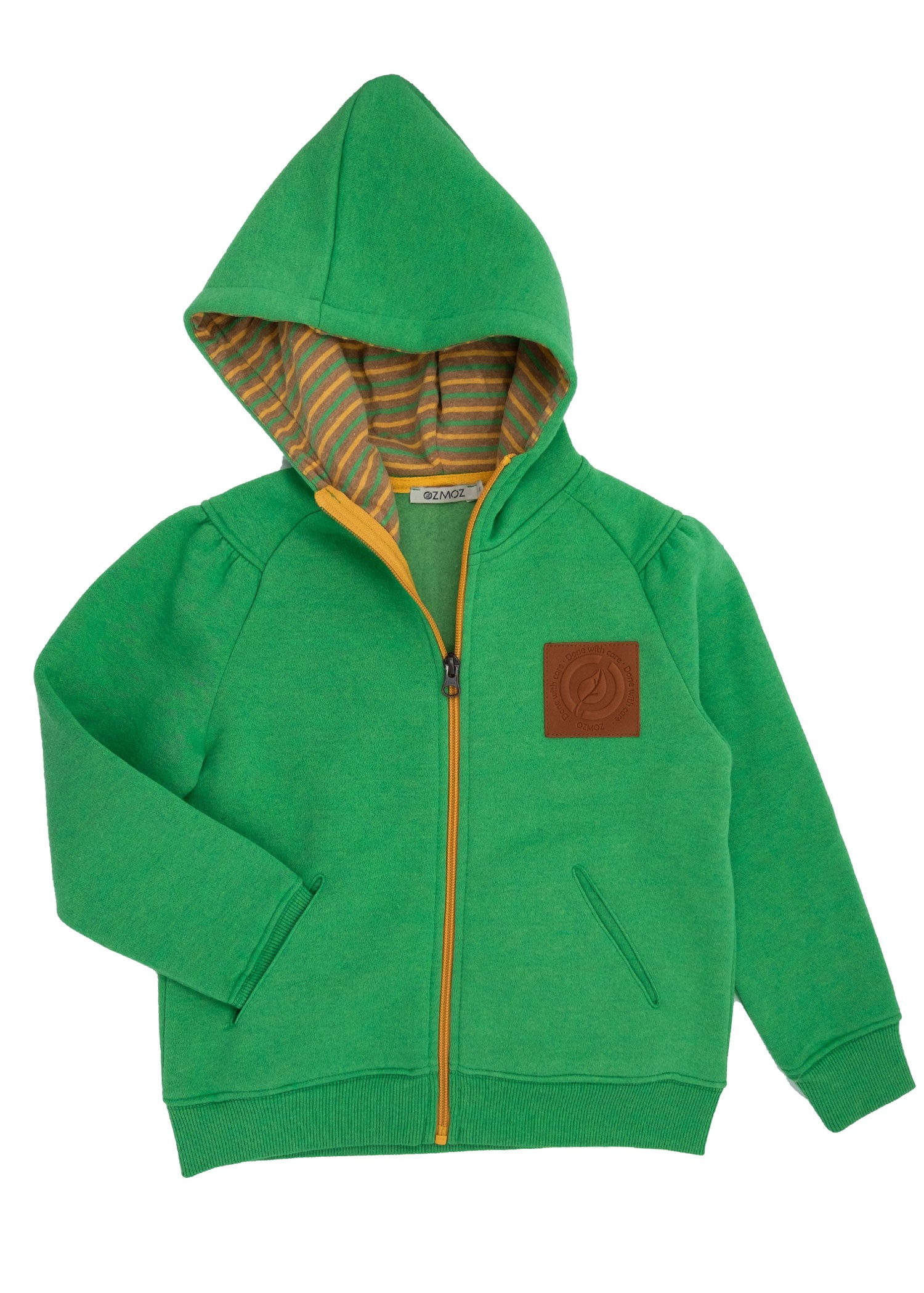 Reborn Zippered Hooded Green Winter Girls Jacket