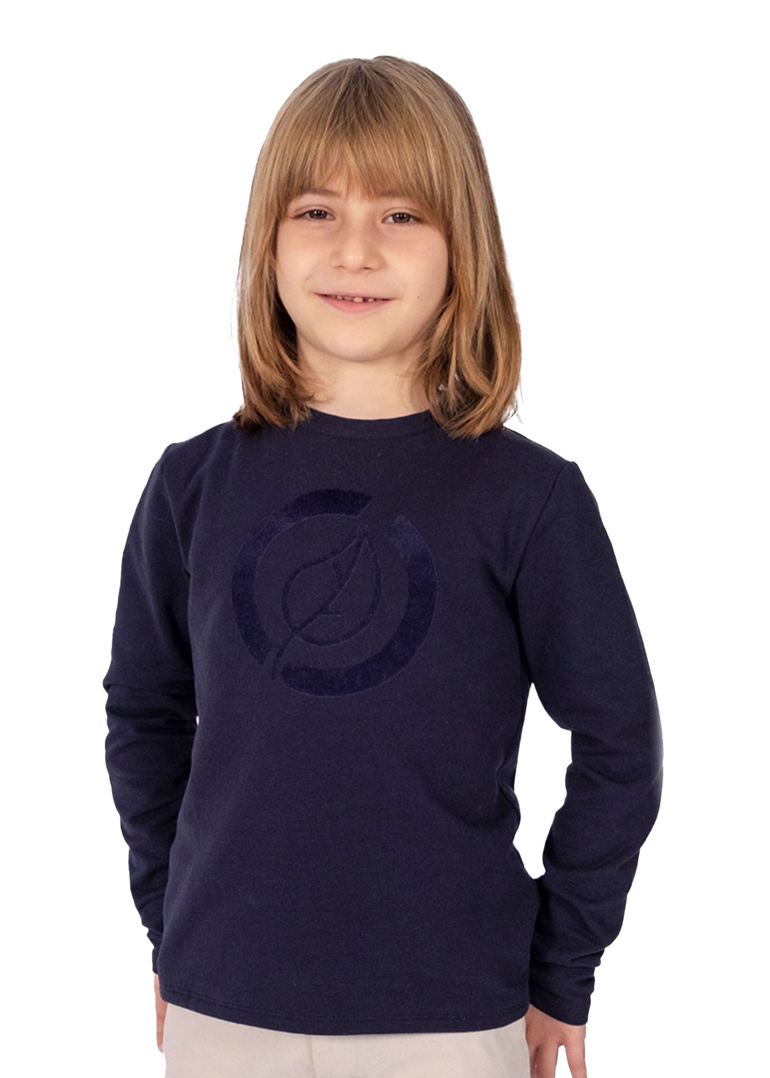 100% Cotton Logo Embroidered Spring Boy Sweatshirt Navy Blue