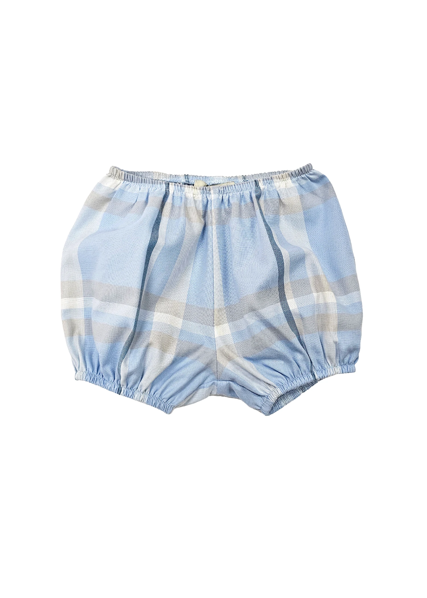 Organic Blue Plaid Summer Baby Boy Balloon Shorts