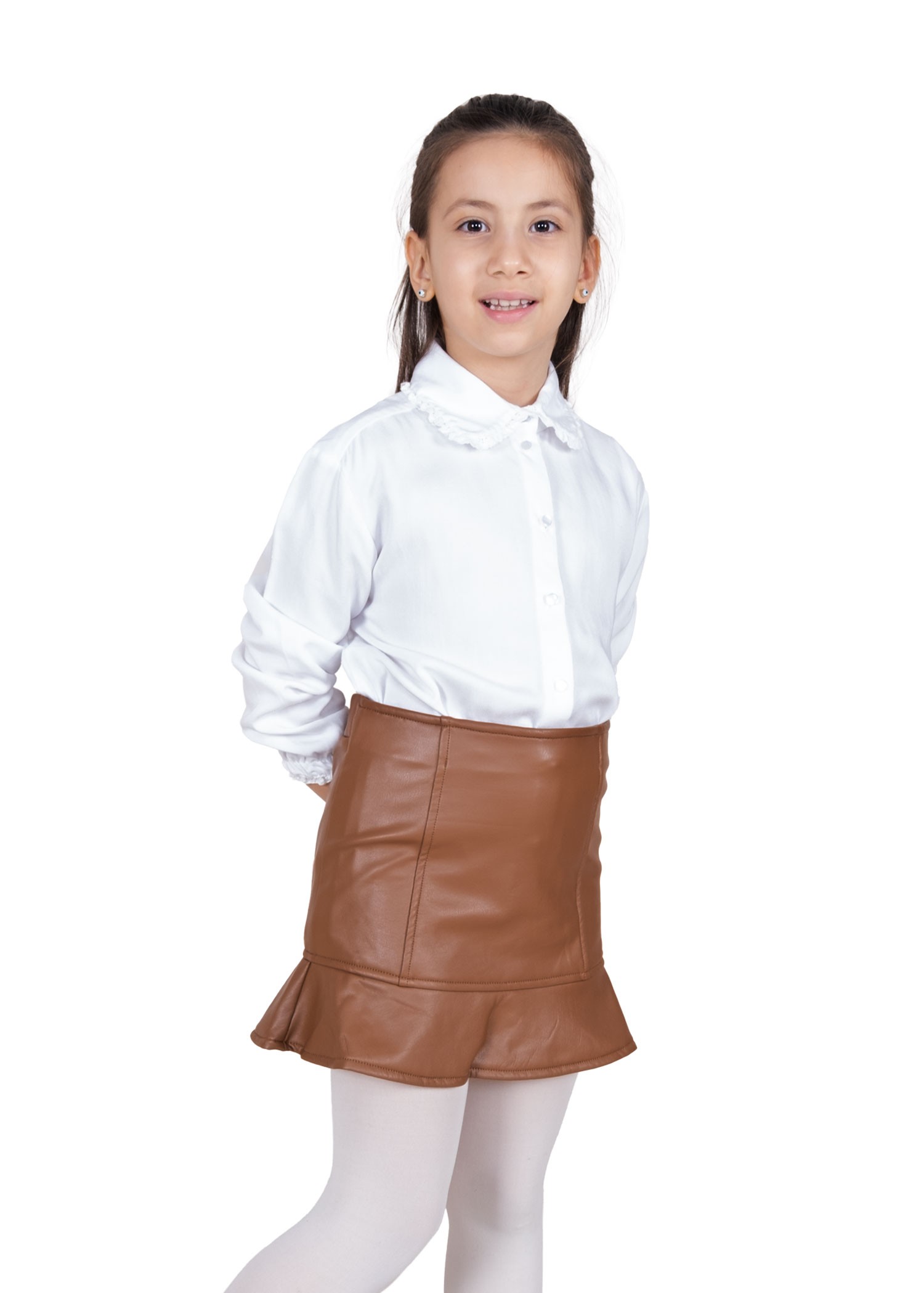 Velvet Lined Faux Leather Winter Girls Skirt