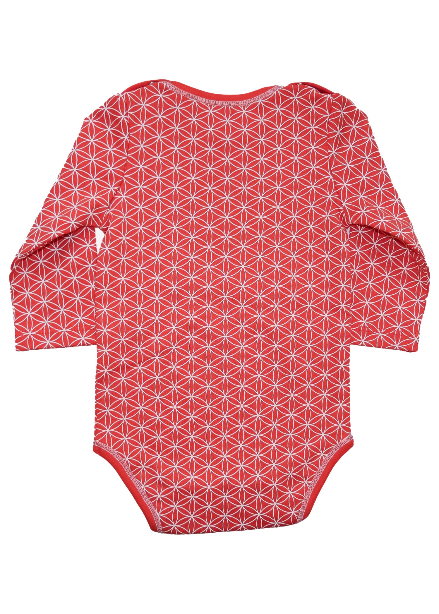 Red Baby Bodysuit with Organic Flower of Life Pattern