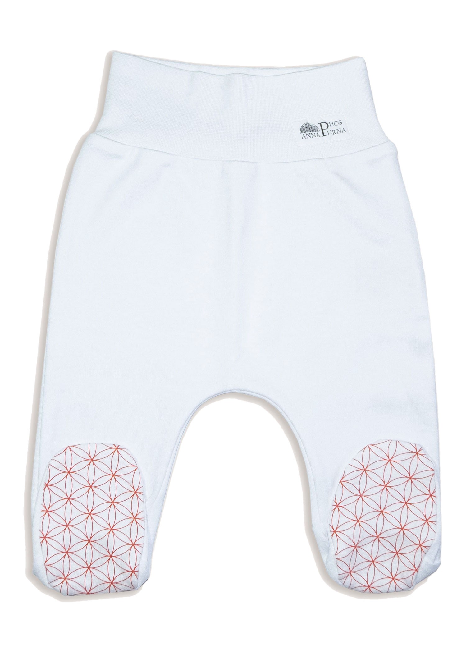 Organic Flower of Life Printed White Baby Booties Bottom