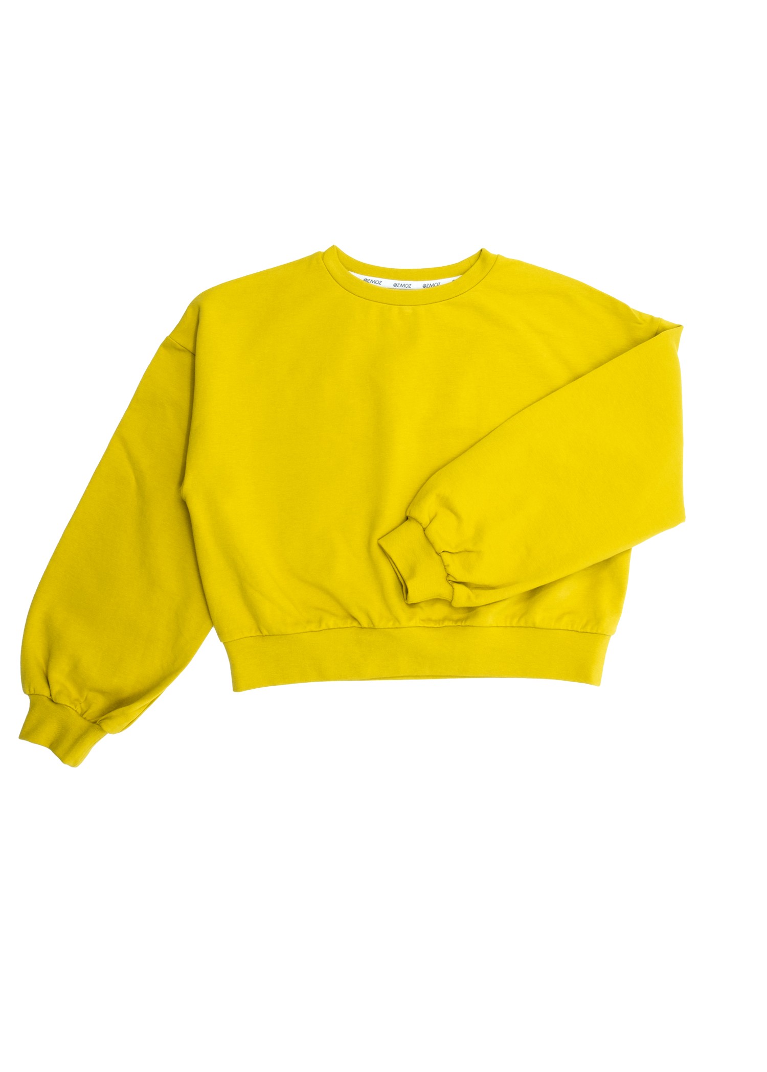 Organik Crop Kesim Sarı Kışlık Kız Çocuk Sweatshirt