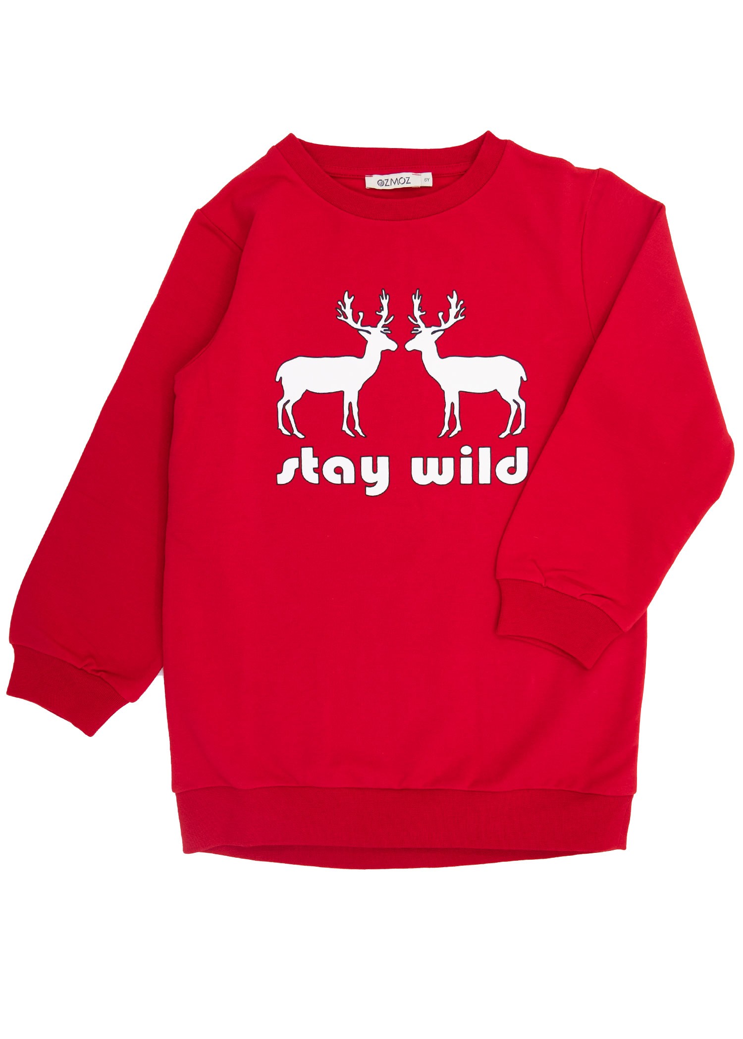 Deer Patterned Red Rose Winter Unisex Little Kids Sweatshirt