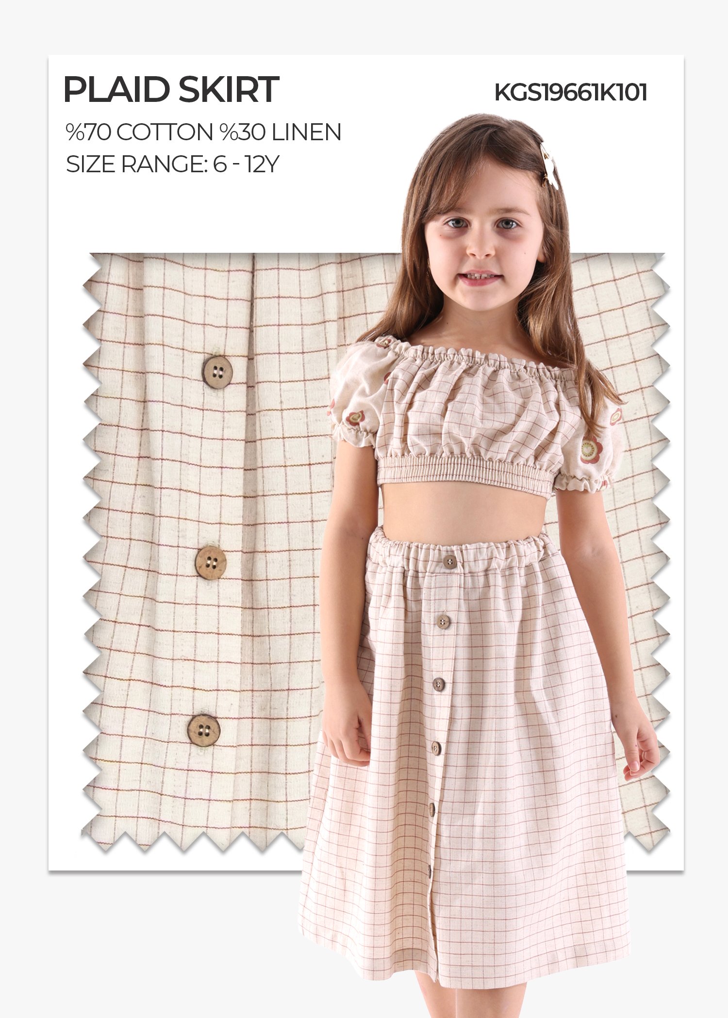 Plaid Patterned Summer Girl's Skirt