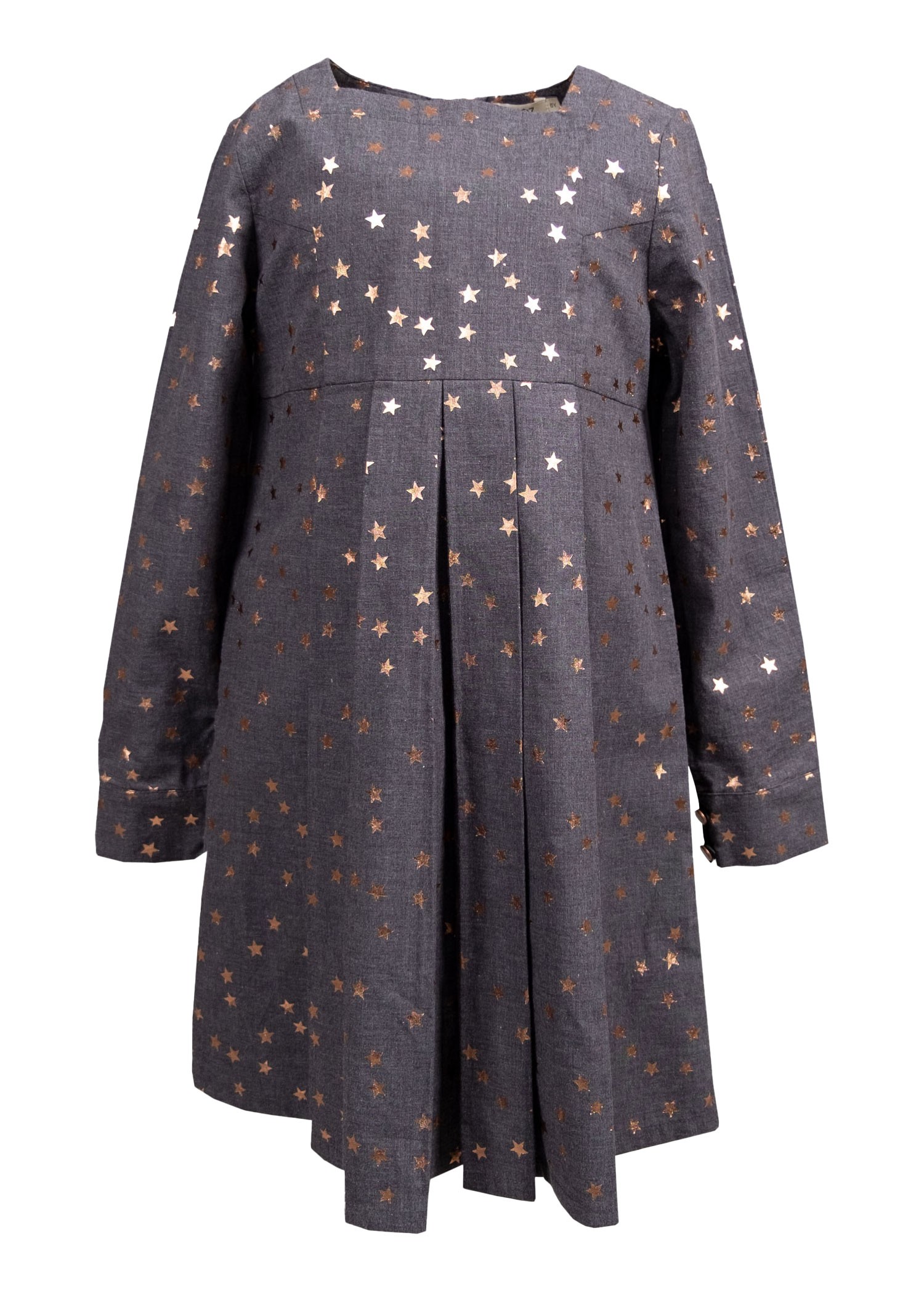 100% Cotton Gilded Printed Anthracite Winter Girl's Dress