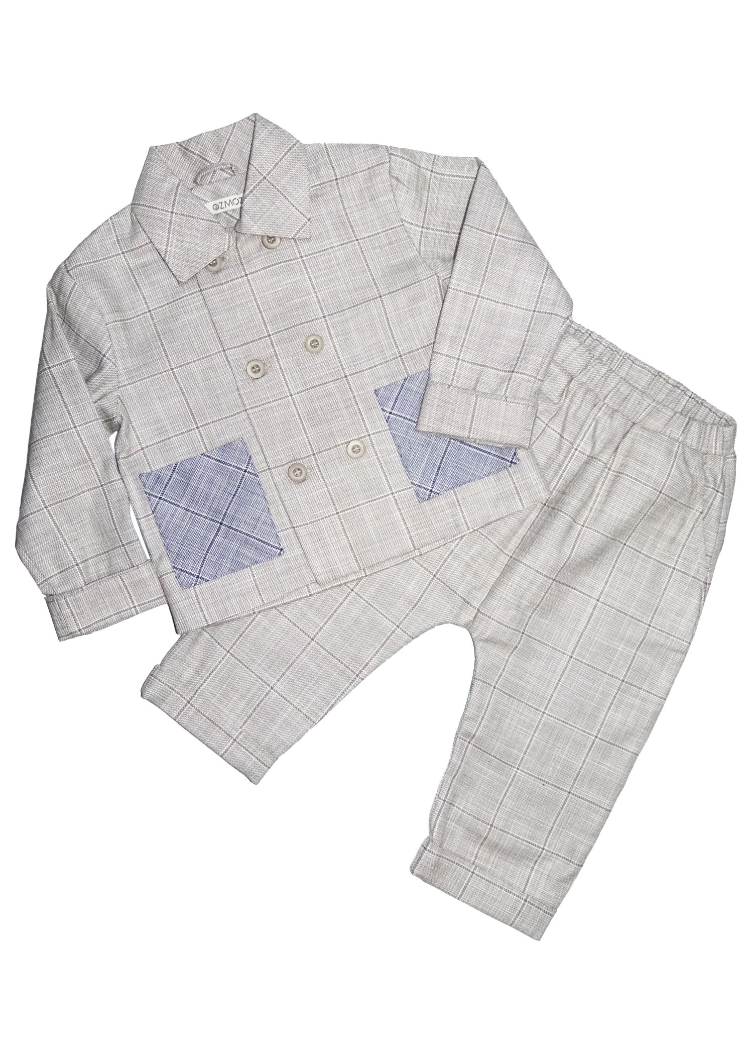 100% Cotton Classic Khaki Spring Baby Boy Trousers Jacket Set